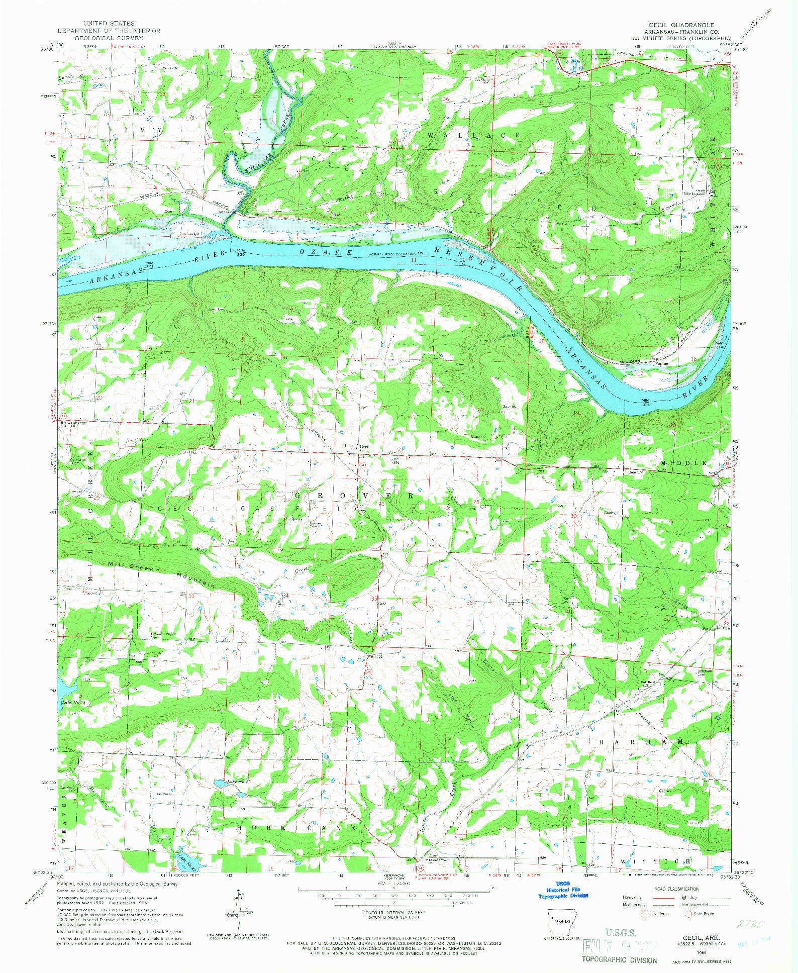 USGS 1:24000-SCALE QUADRANGLE FOR CECIL, AR 1965