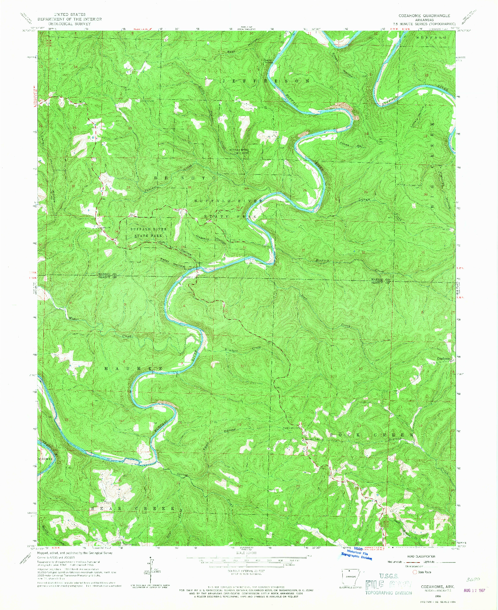 USGS 1:24000-SCALE QUADRANGLE FOR COZAHOME, AR 1966