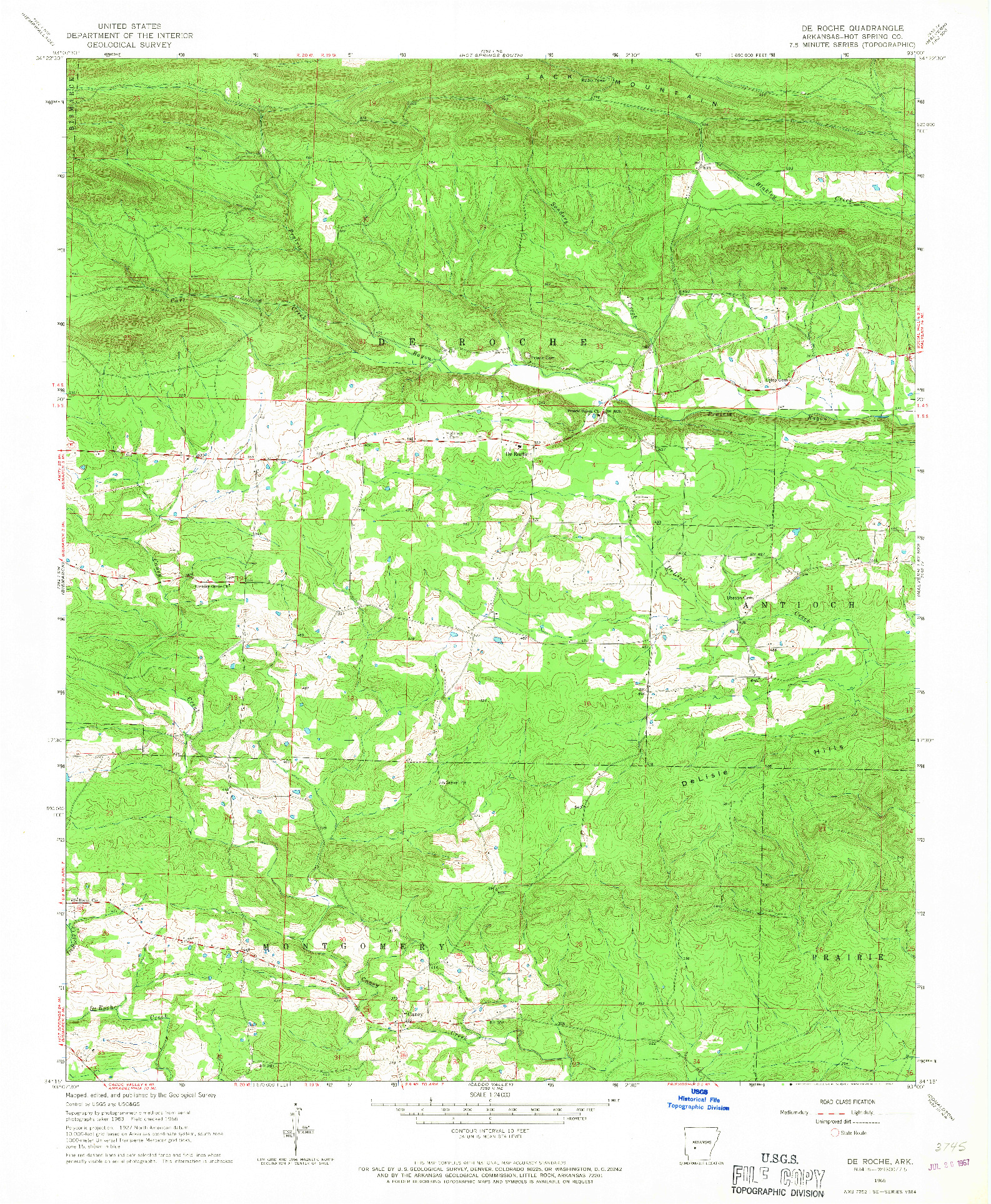 USGS 1:24000-SCALE QUADRANGLE FOR DE ROCHE, AR 1966