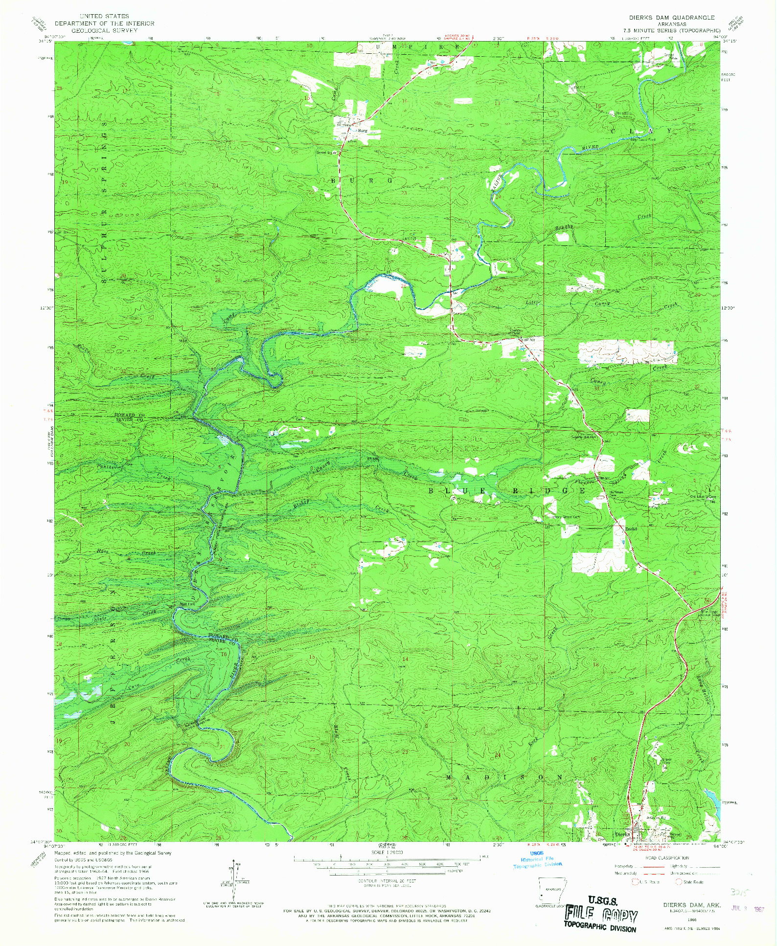 USGS 1:24000-SCALE QUADRANGLE FOR DIERKS DAM, AR 1966