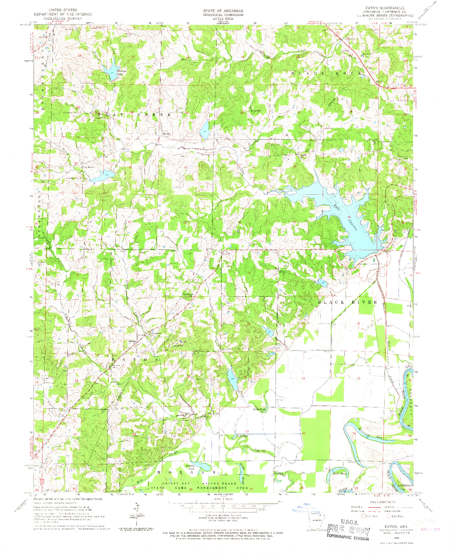 USGS 1:24000-SCALE QUADRANGLE FOR EATON, AR 1966