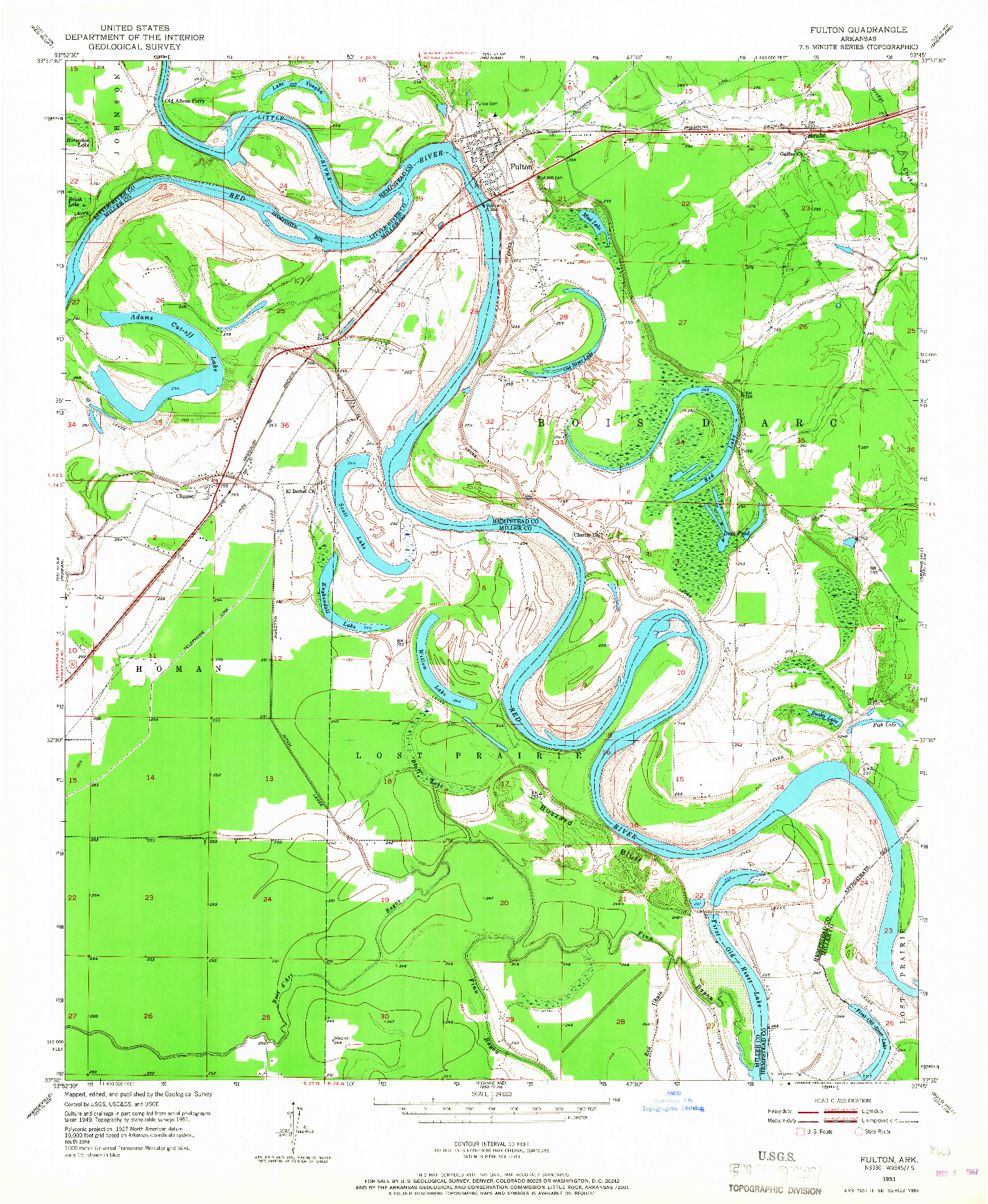 USGS 1:24000-SCALE QUADRANGLE FOR FULTON, AR 1951