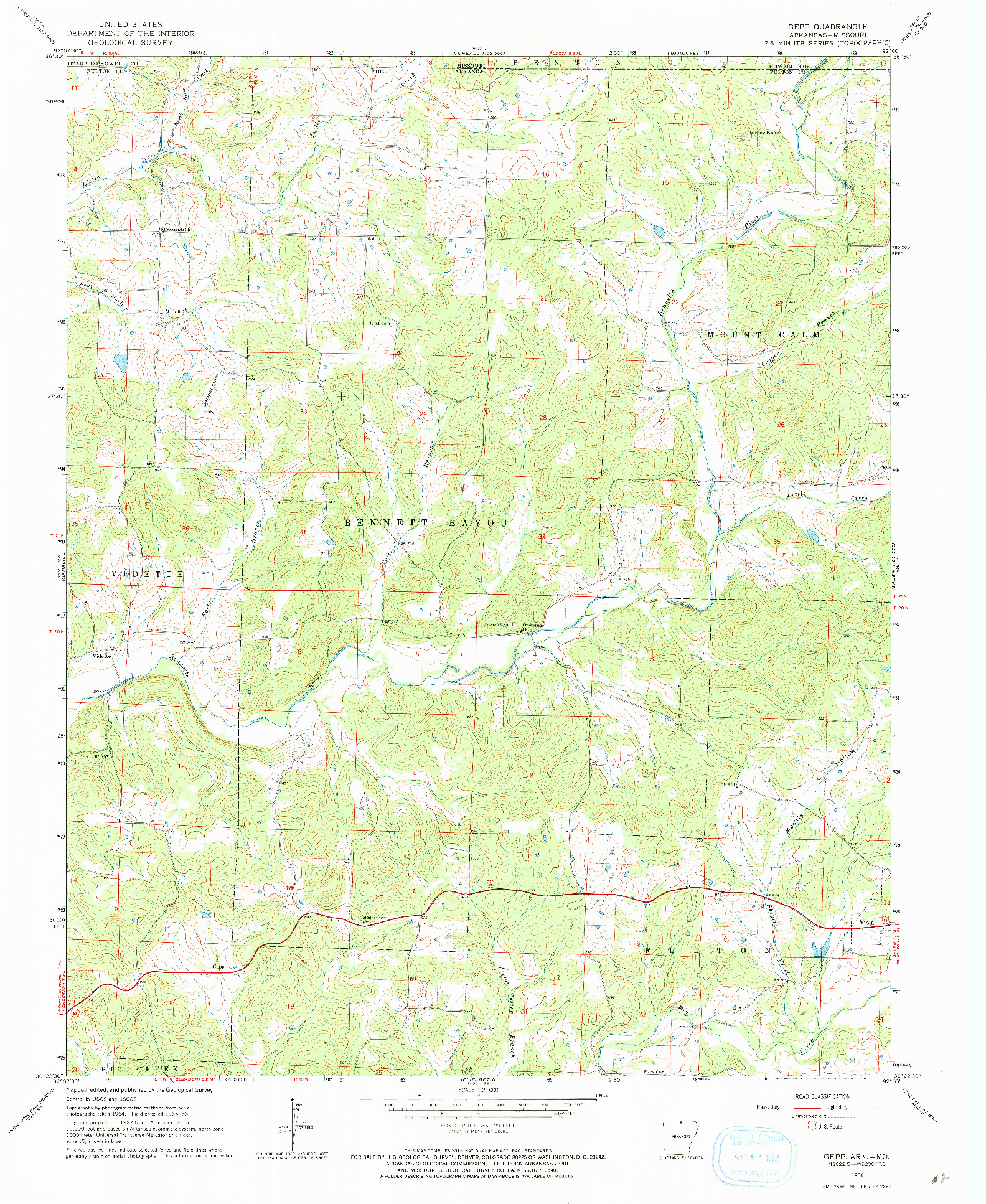 USGS 1:24000-SCALE QUADRANGLE FOR GEPP, AR 1966