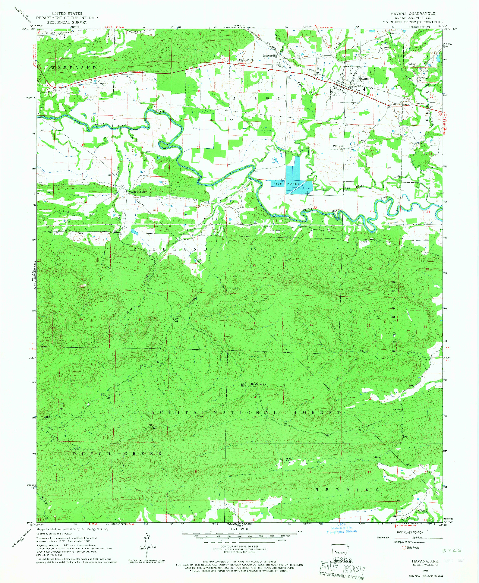 USGS 1:24000-SCALE QUADRANGLE FOR HAVANA, AR 1966