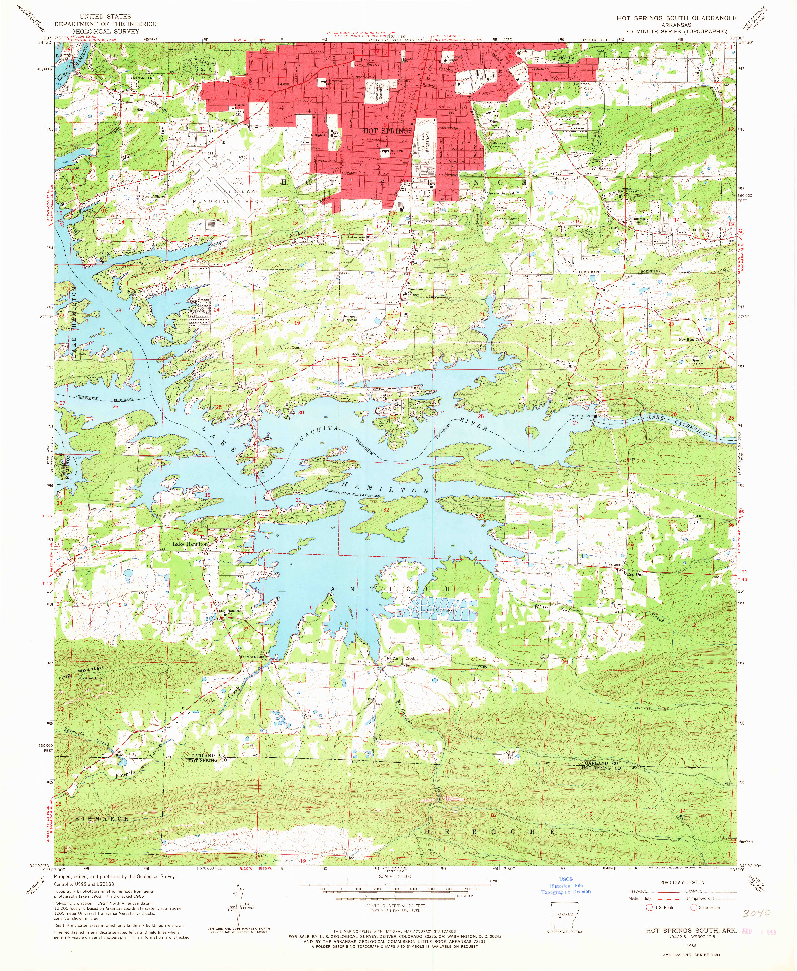 USGS 1:24000-SCALE QUADRANGLE FOR HOT SPRINGS SOUTH, AR 1966