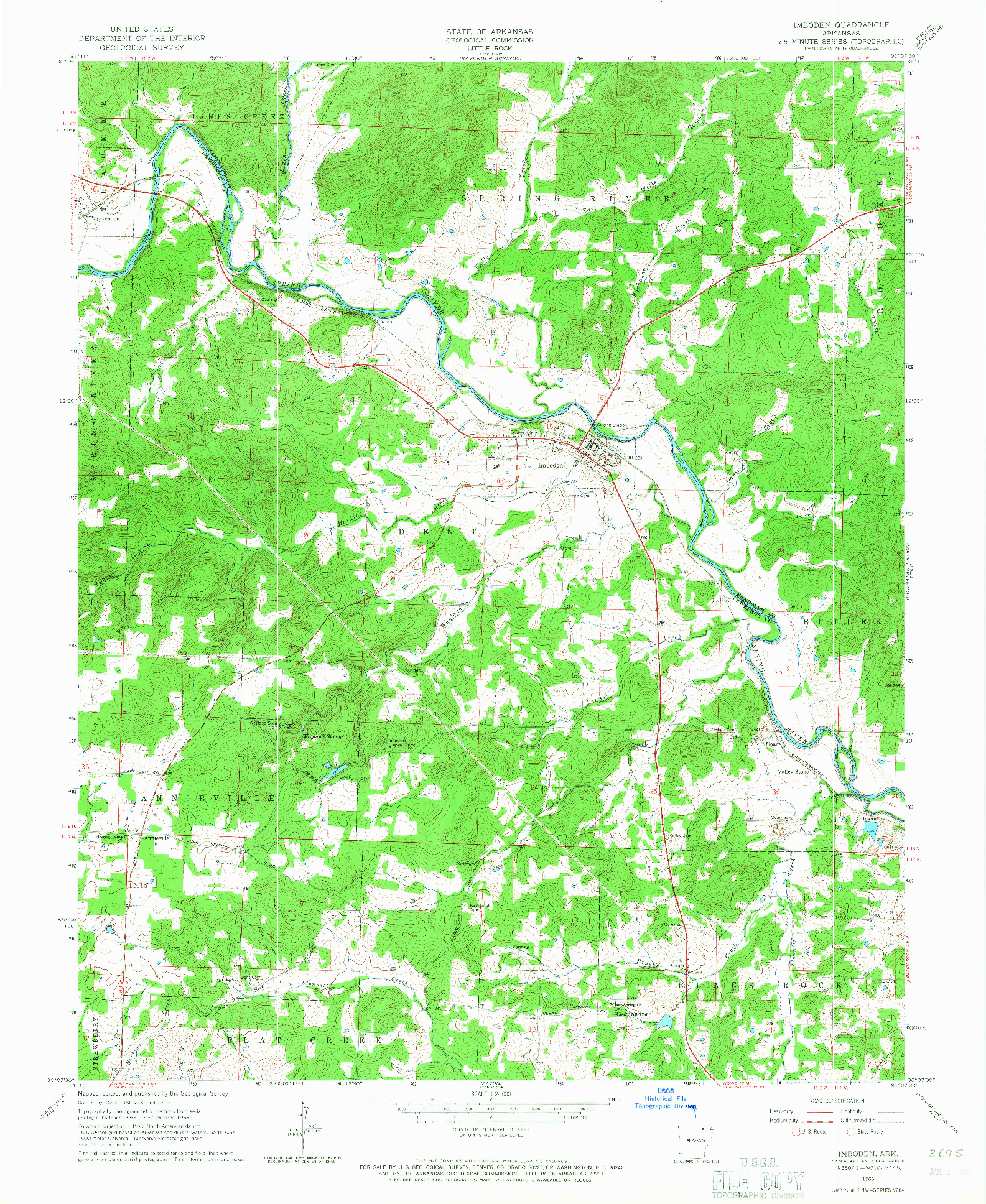 USGS 1:24000-SCALE QUADRANGLE FOR IMBODEN, AR 1966