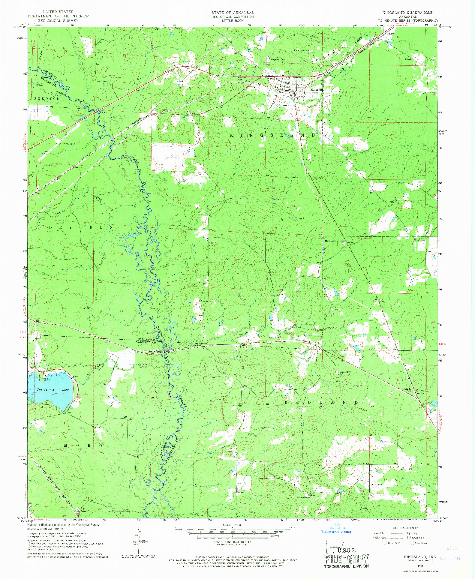 USGS 1:24000-SCALE QUADRANGLE FOR KINGSLAND, AR 1966