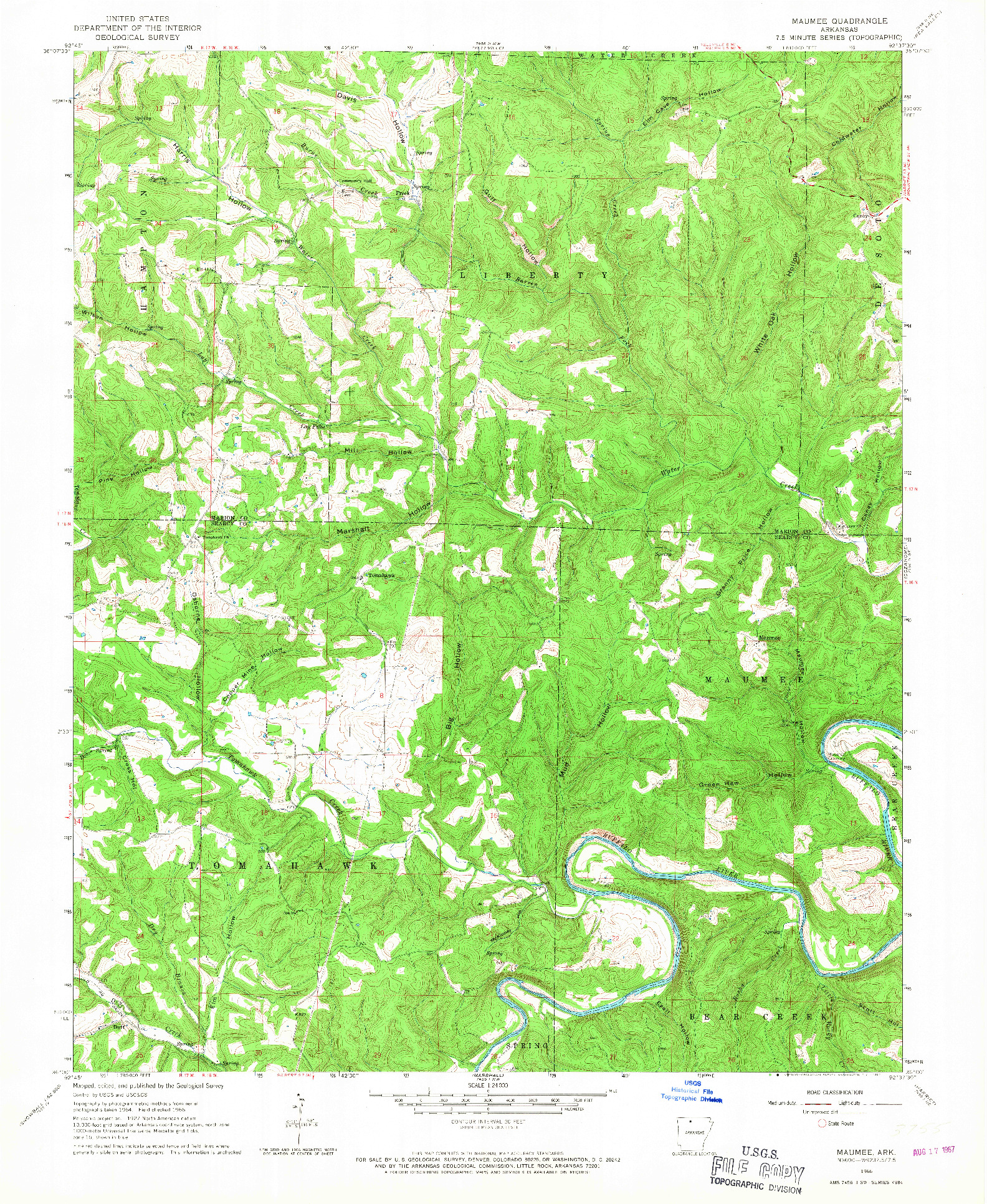 USGS 1:24000-SCALE QUADRANGLE FOR MAUMEE, AR 1966