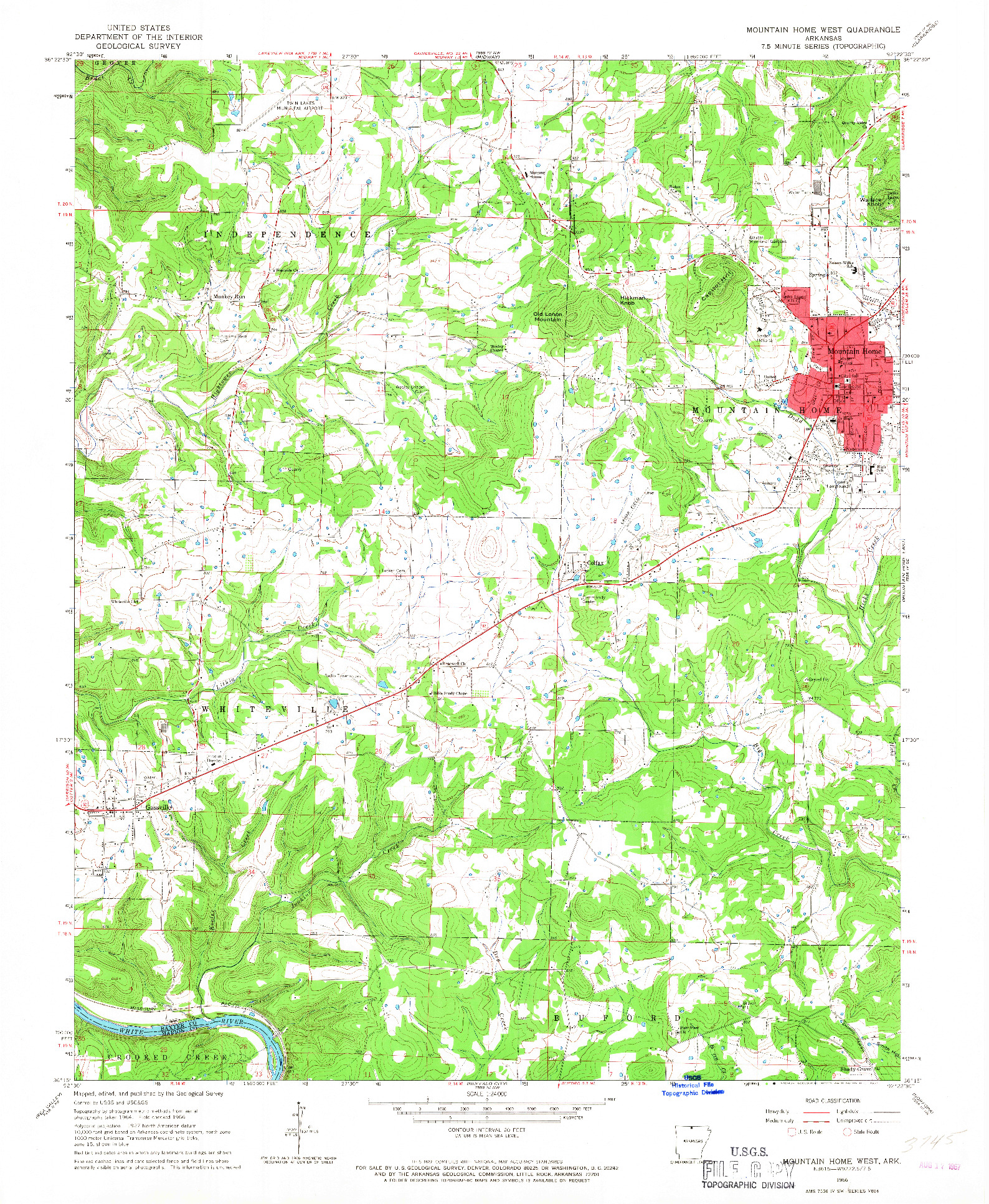 USGS 1:24000-SCALE QUADRANGLE FOR MOUNTAIN HOME WEST, AR 1966