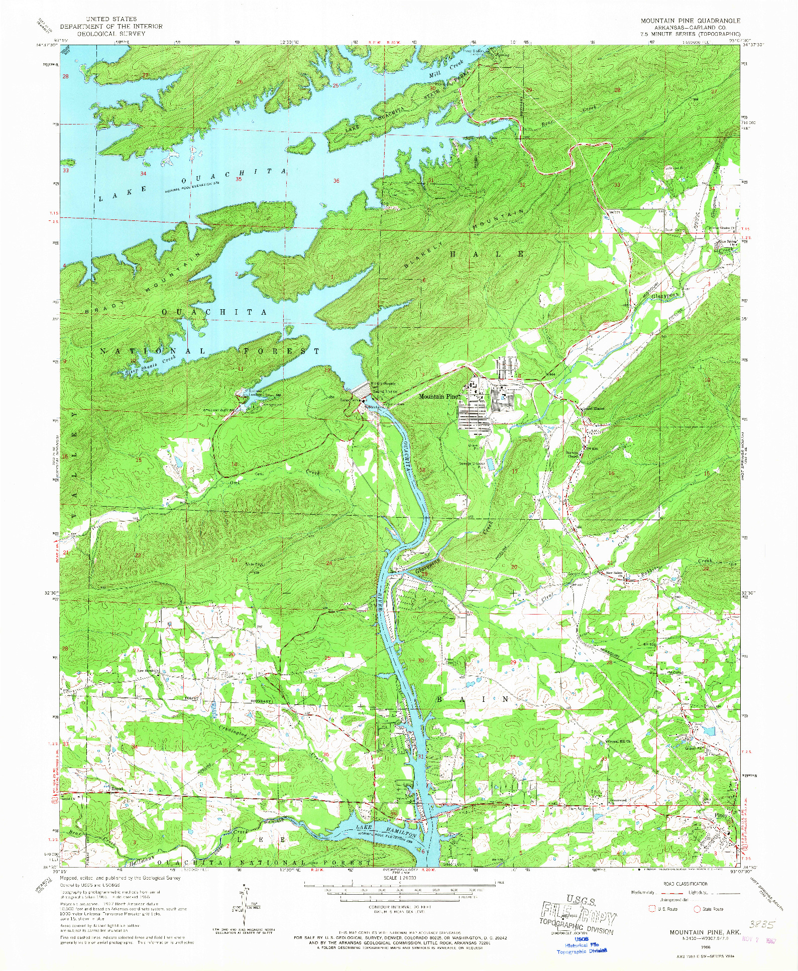 USGS 1:24000-SCALE QUADRANGLE FOR MOUNTAIN PINE, AR 1966