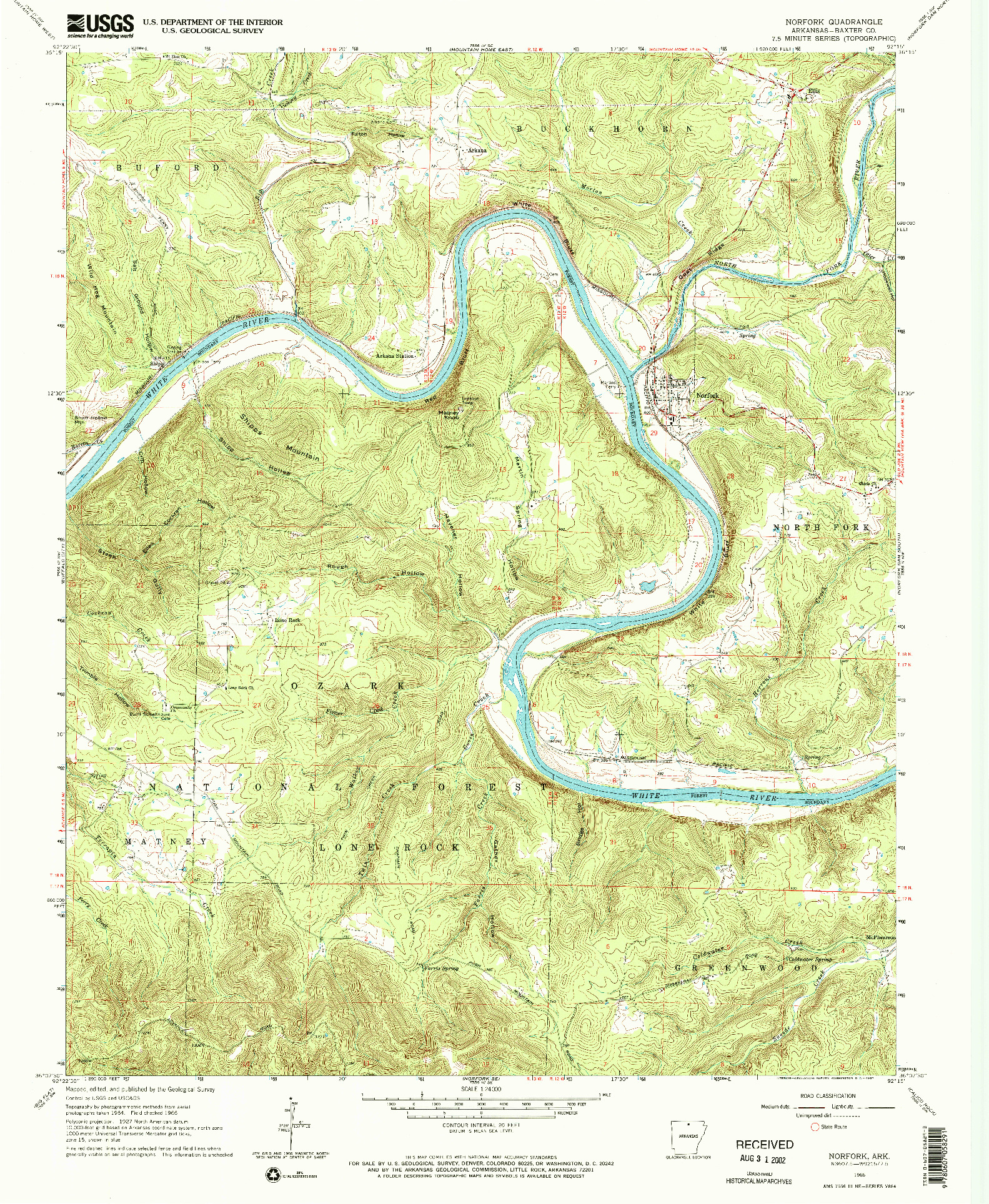 USGS 1:24000-SCALE QUADRANGLE FOR NORFORK, AR 1966