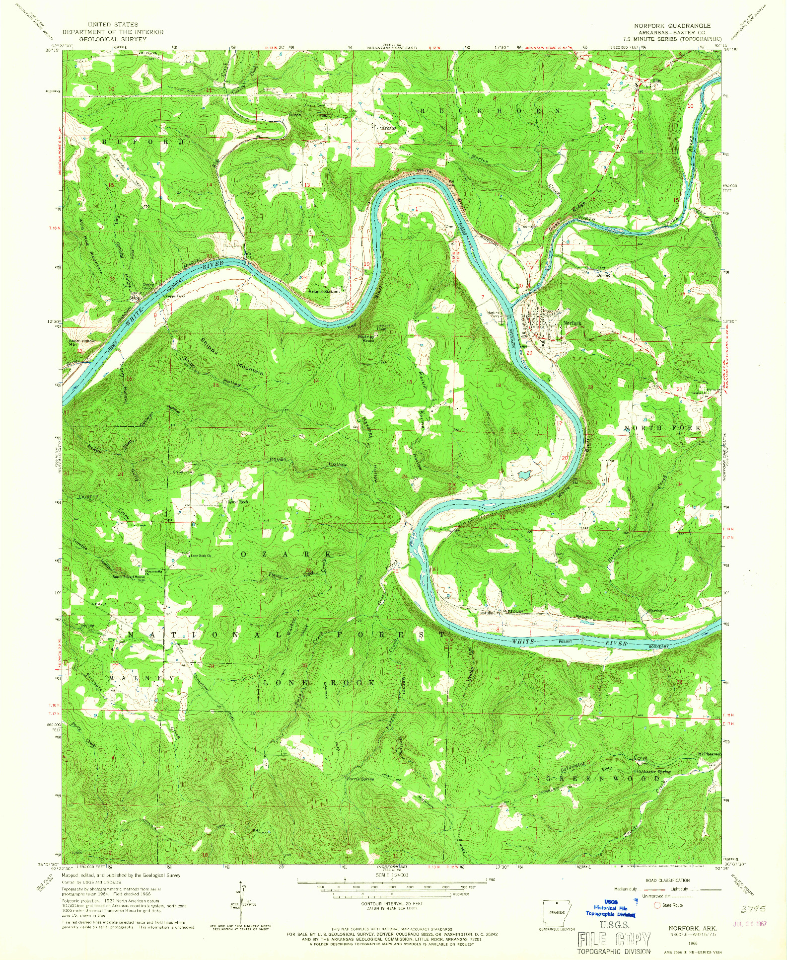 USGS 1:24000-SCALE QUADRANGLE FOR NORFORK, AR 1966