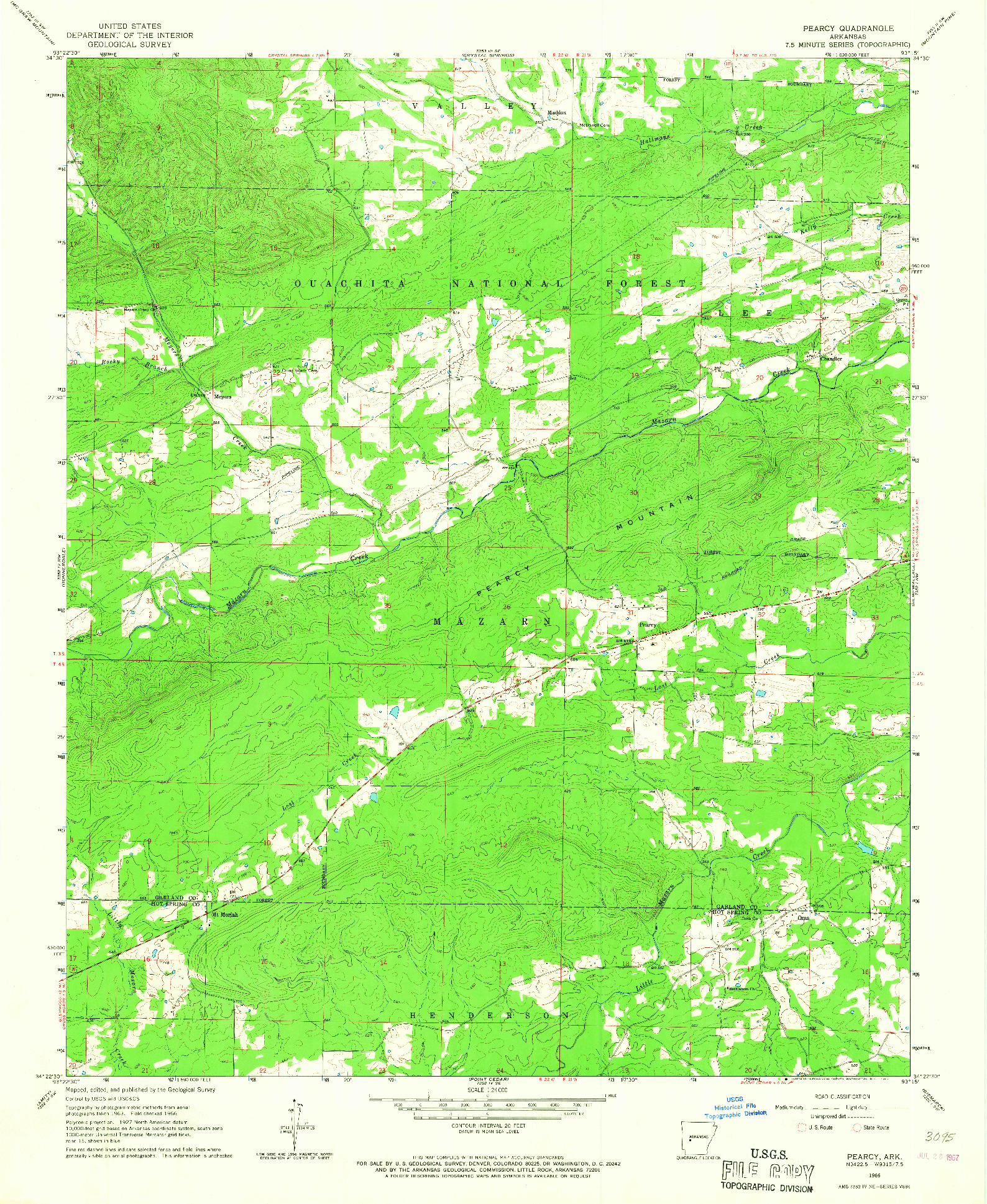 USGS 1:24000-SCALE QUADRANGLE FOR PEARCY, AR 1966