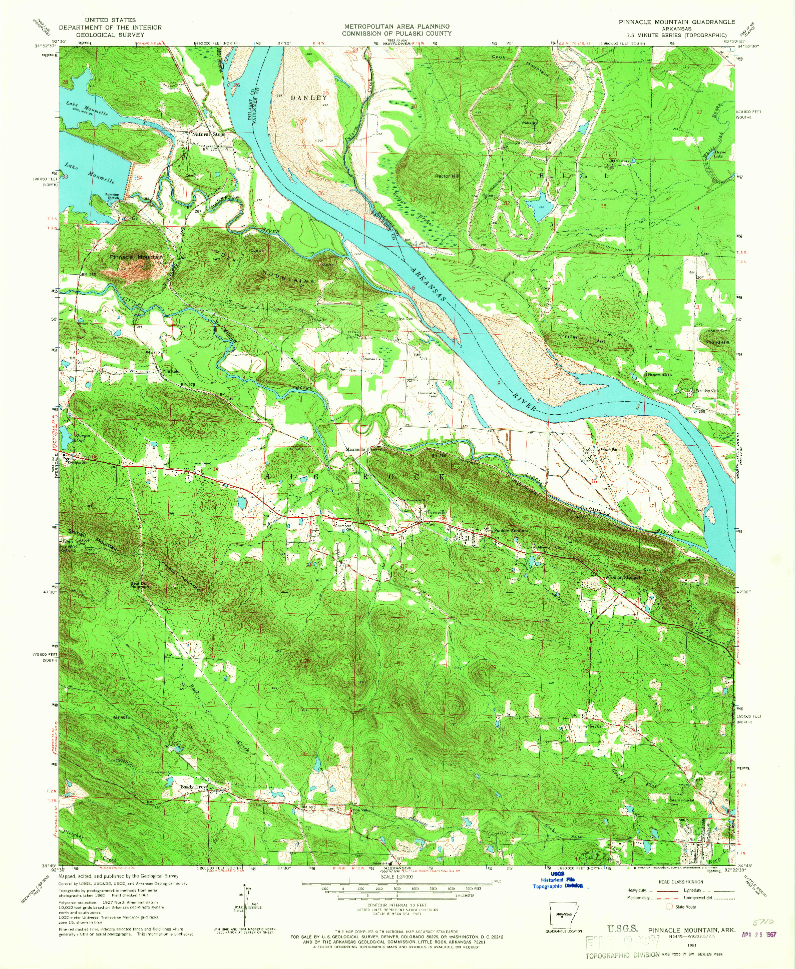 USGS 1:24000-SCALE QUADRANGLE FOR PINNACLE MOUNTAIN, AR 1961