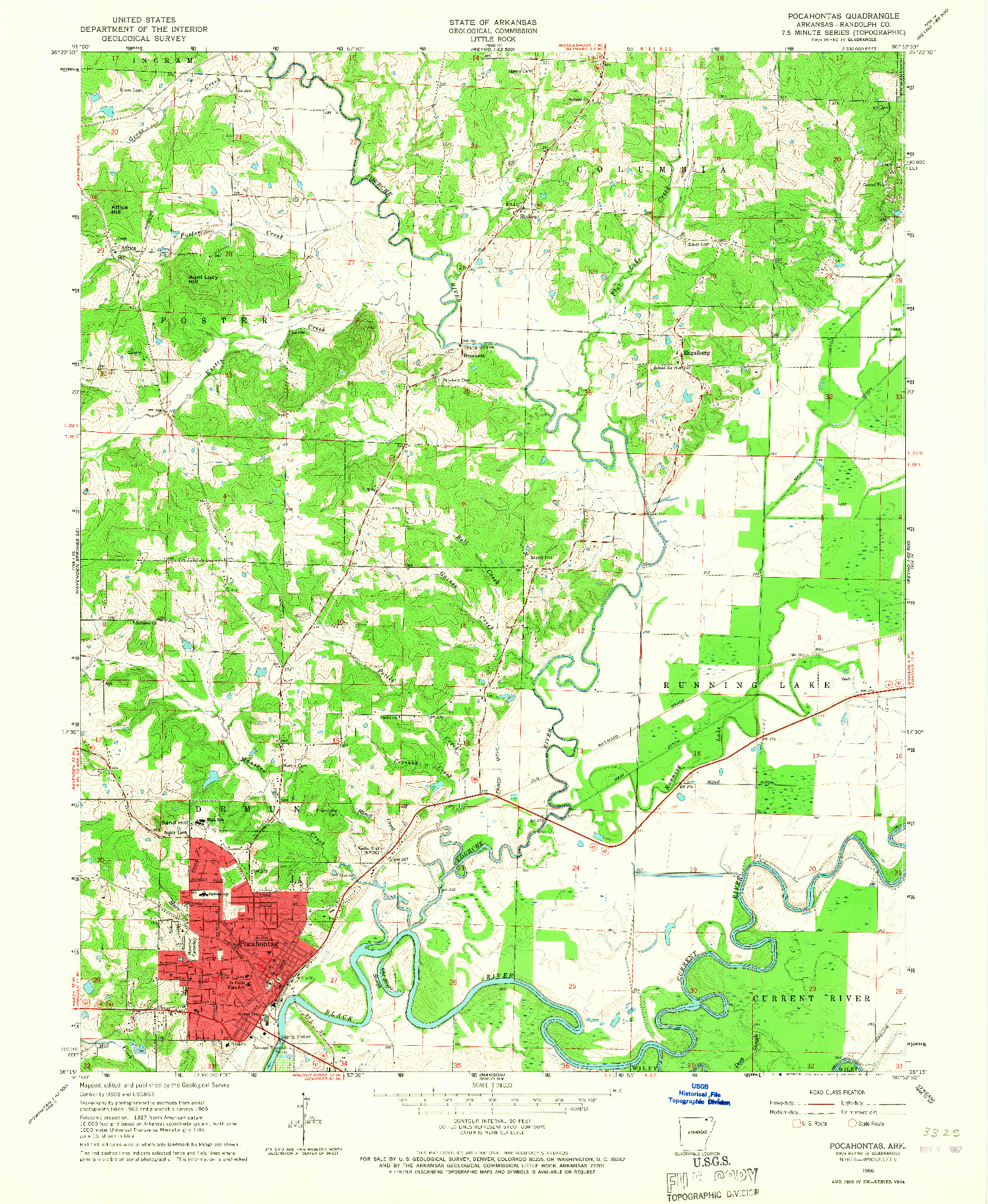 USGS 1:24000-SCALE QUADRANGLE FOR POCAHONTAS, AR 1966