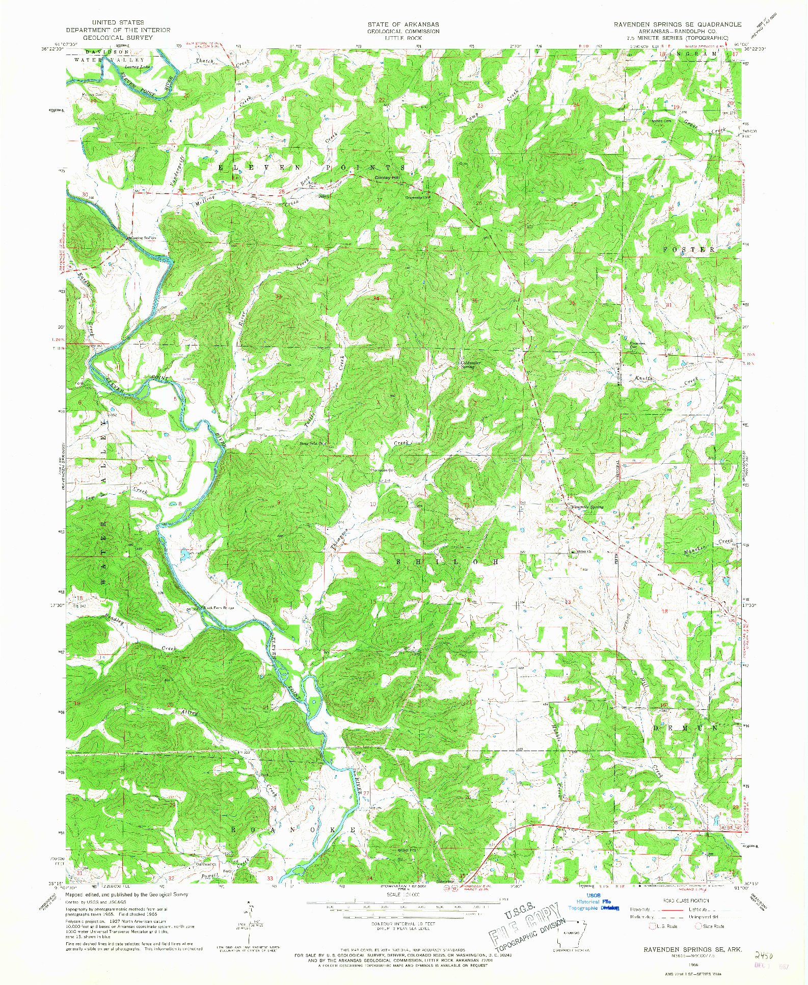 USGS 1:24000-SCALE QUADRANGLE FOR RAVENDEN SPRINGS SE, AR 1966