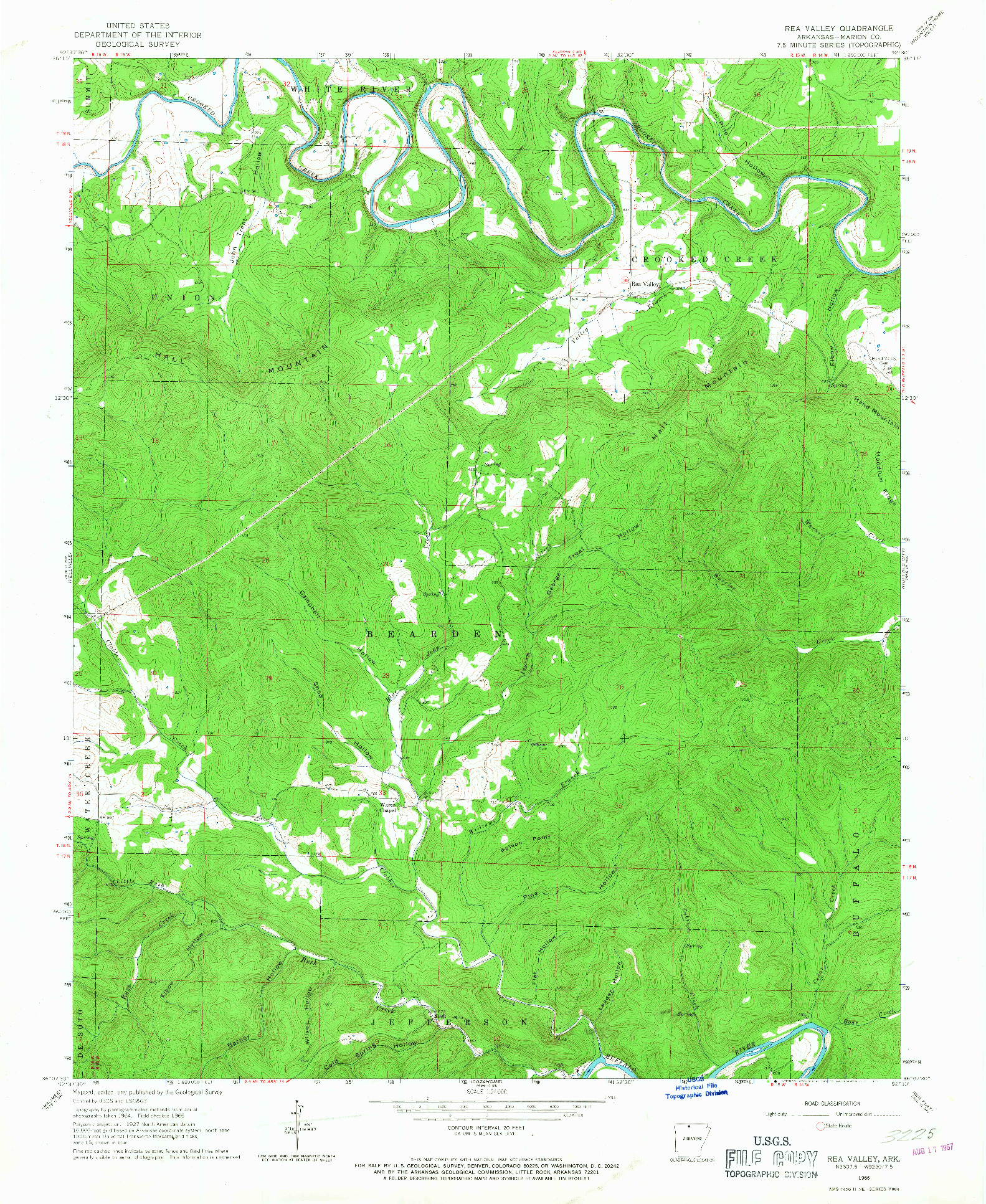 USGS 1:24000-SCALE QUADRANGLE FOR REA VALLEY, AR 1966