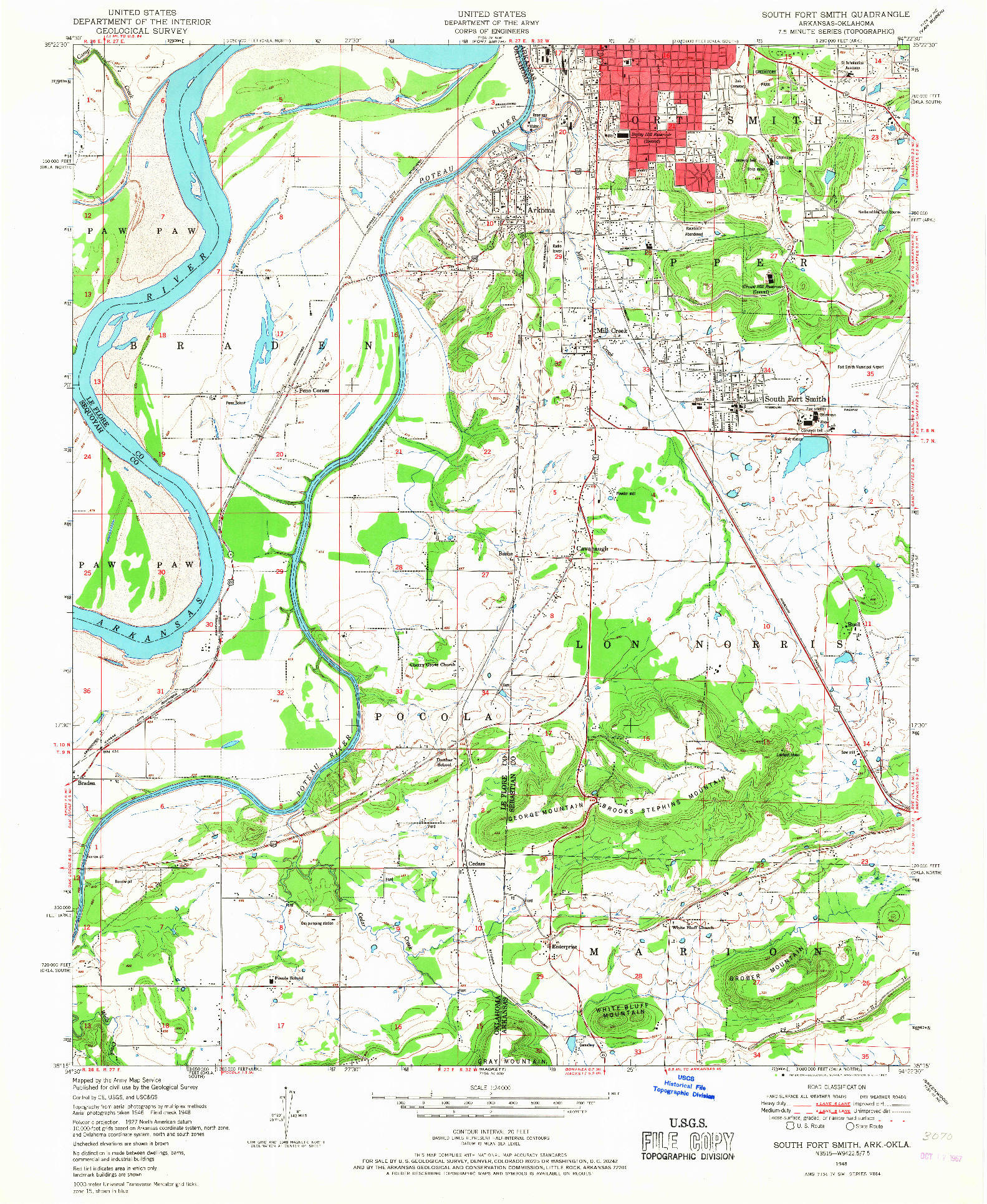 USGS 1:24000-SCALE QUADRANGLE FOR SOUTH FORT SMITH, AR 1948