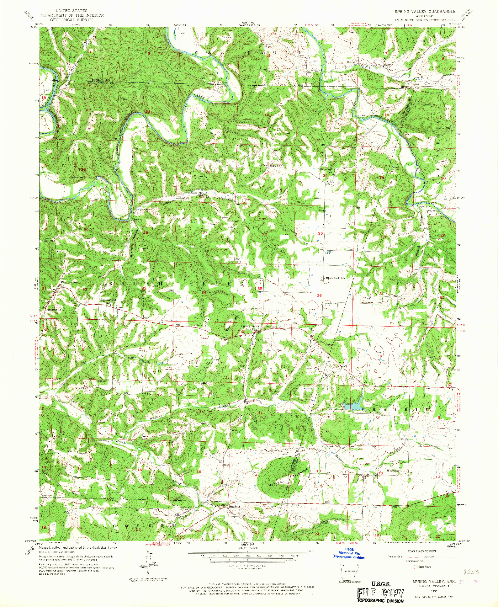 USGS 1:24000-SCALE QUADRANGLE FOR SPRING VALLEY, AR 1958