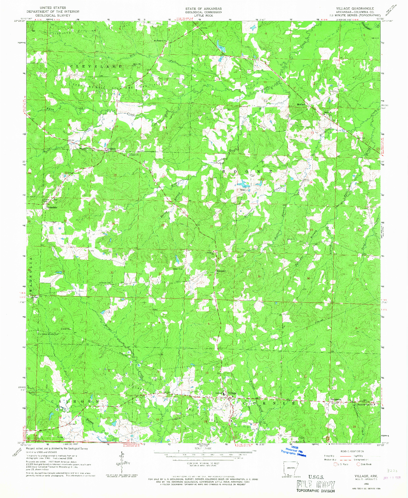 USGS 1:24000-SCALE QUADRANGLE FOR VILLAGE, AR 1966