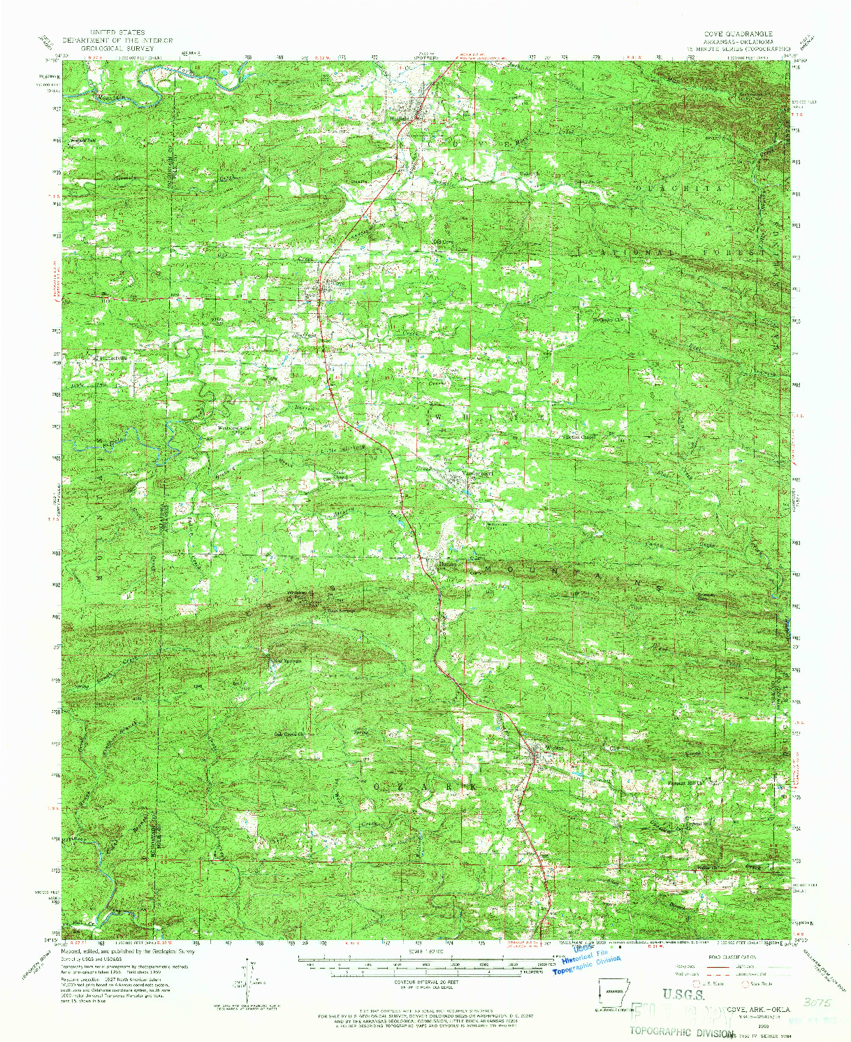 USGS 1:62500-SCALE QUADRANGLE FOR COVE, AR 1959