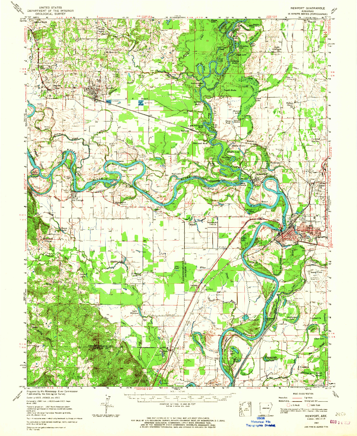 USGS 1:62500-SCALE QUADRANGLE FOR NEWPORT, AR 1962