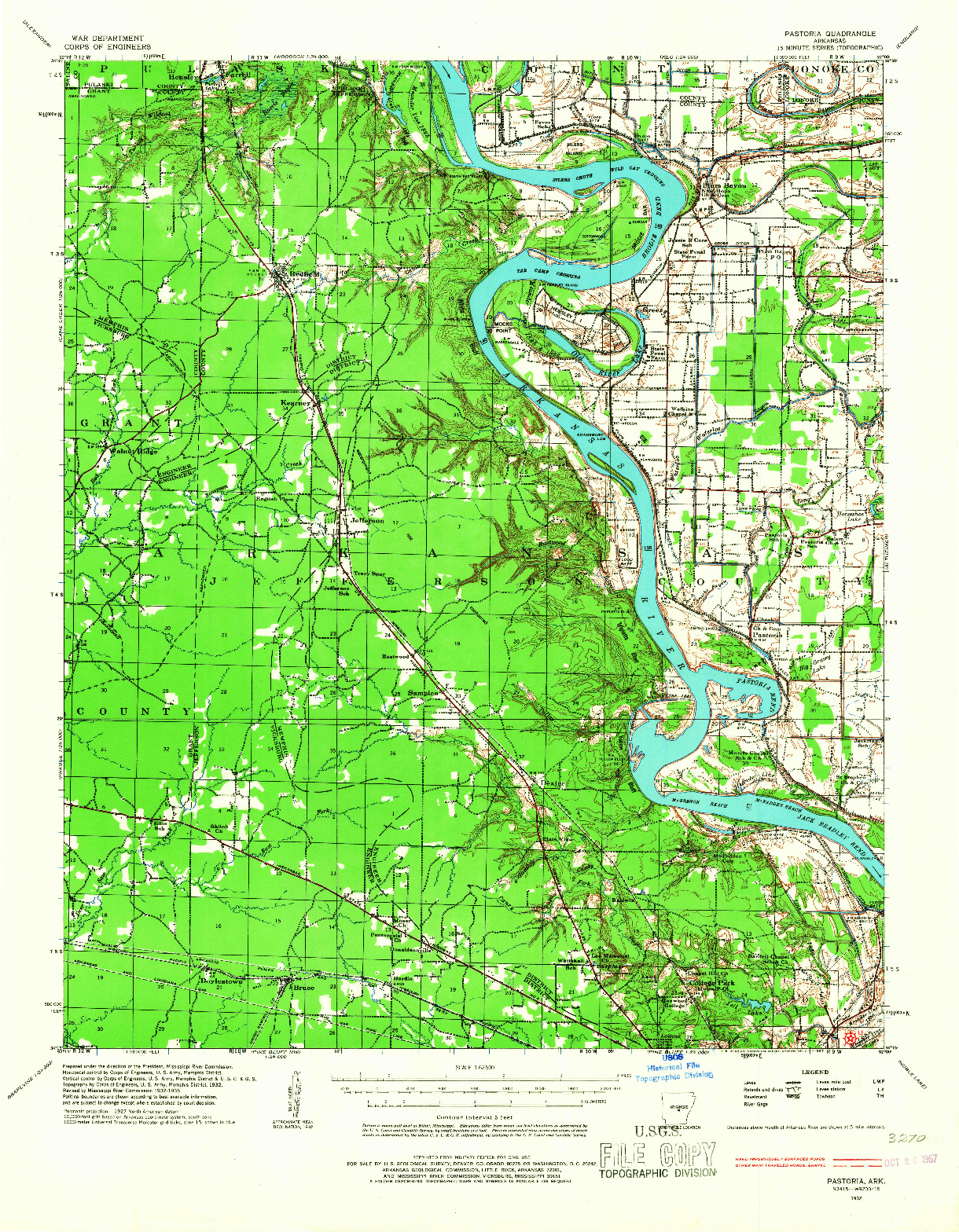 USGS 1:62500-SCALE QUADRANGLE FOR PASTORIA, AR 1932