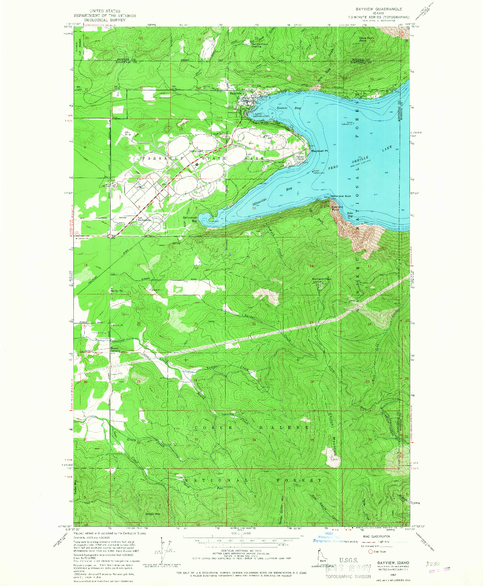 USGS 1:24000-SCALE QUADRANGLE FOR BAYVIEW, ID 1967