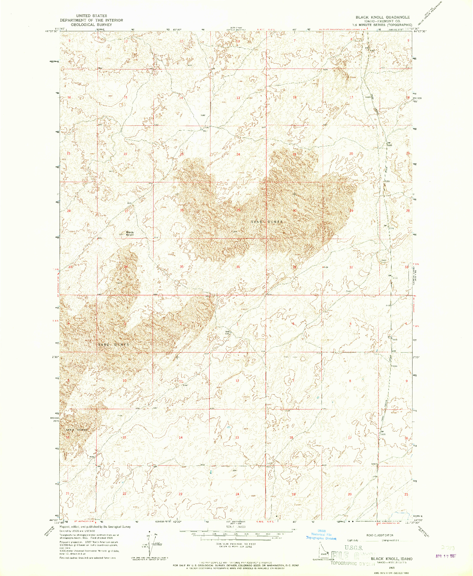 USGS 1:24000-SCALE QUADRANGLE FOR BLACK KNOLL, ID 1965