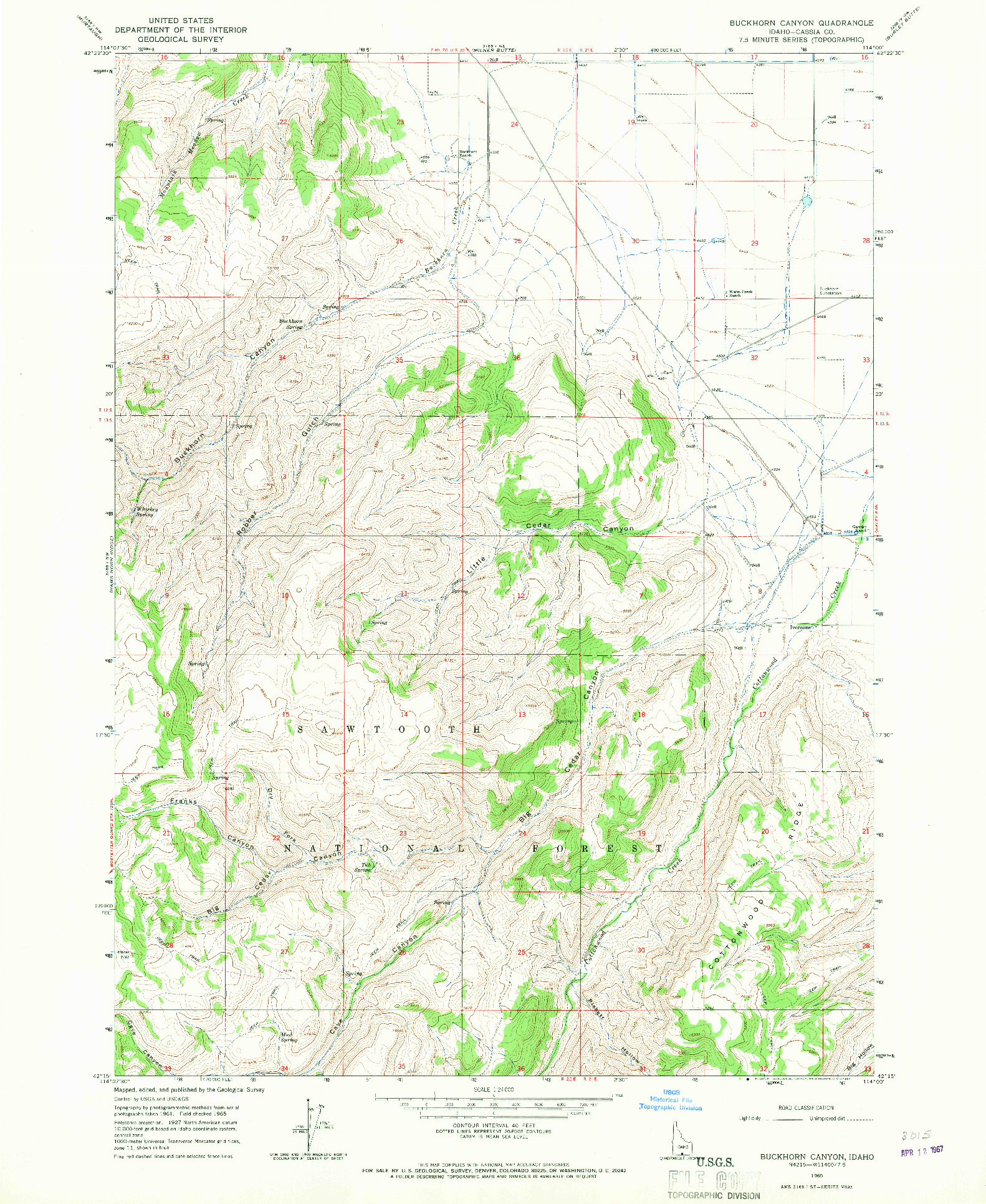 USGS 1:24000-SCALE QUADRANGLE FOR BUCKHORN CANYON, ID 1965