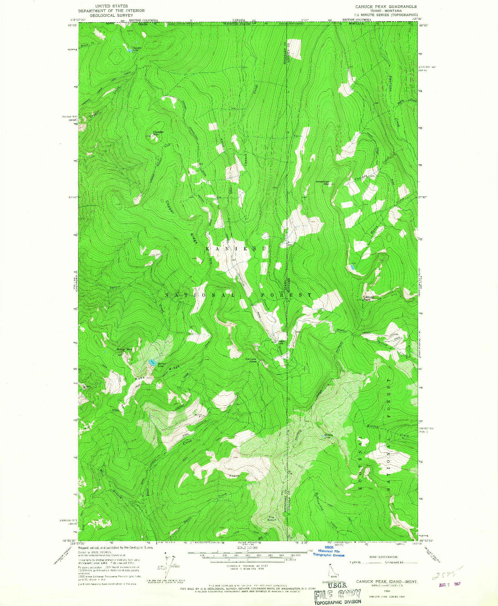 USGS 1:24000-SCALE QUADRANGLE FOR CANUCK PEAK, ID 1965