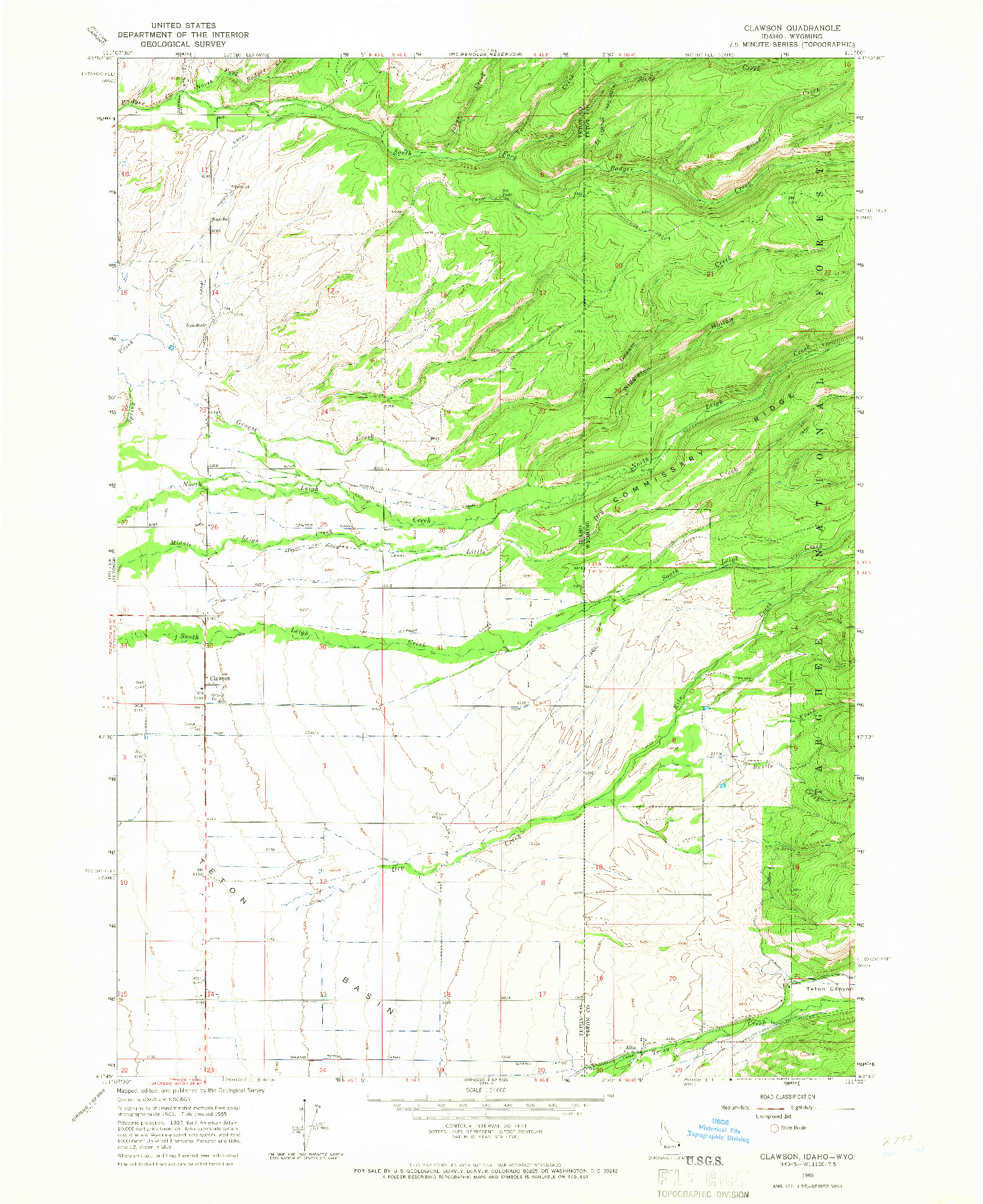 USGS 1:24000-SCALE QUADRANGLE FOR CLAWSON, ID 1965