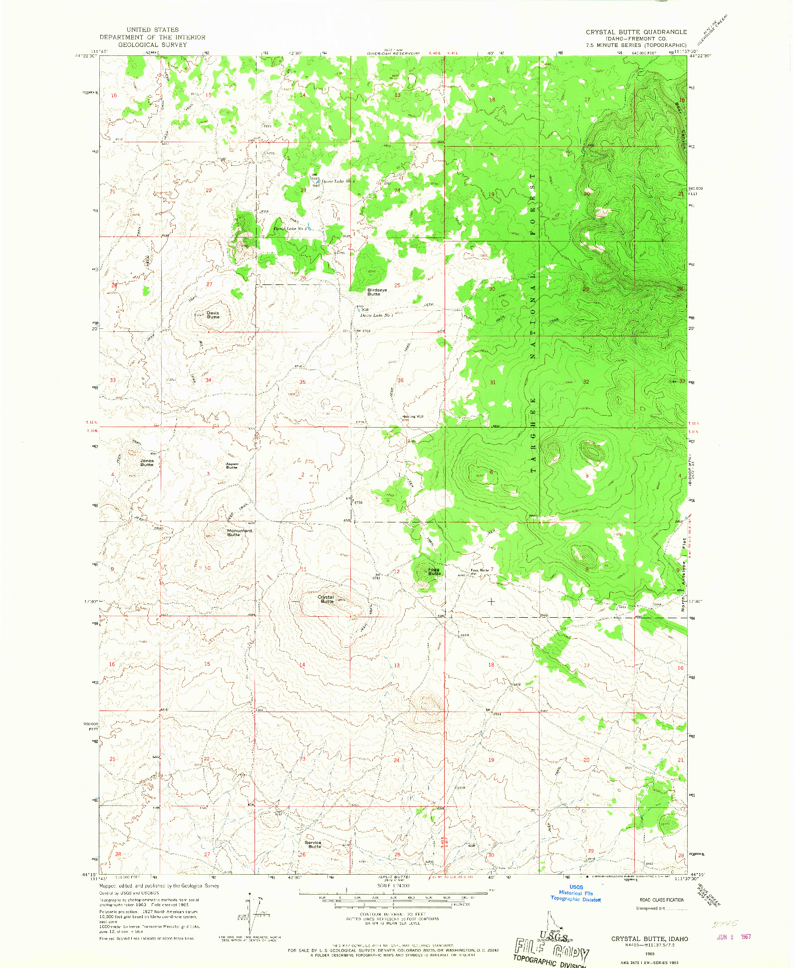 USGS 1:24000-SCALE QUADRANGLE FOR CRYSTAL BUTTE, ID 1965