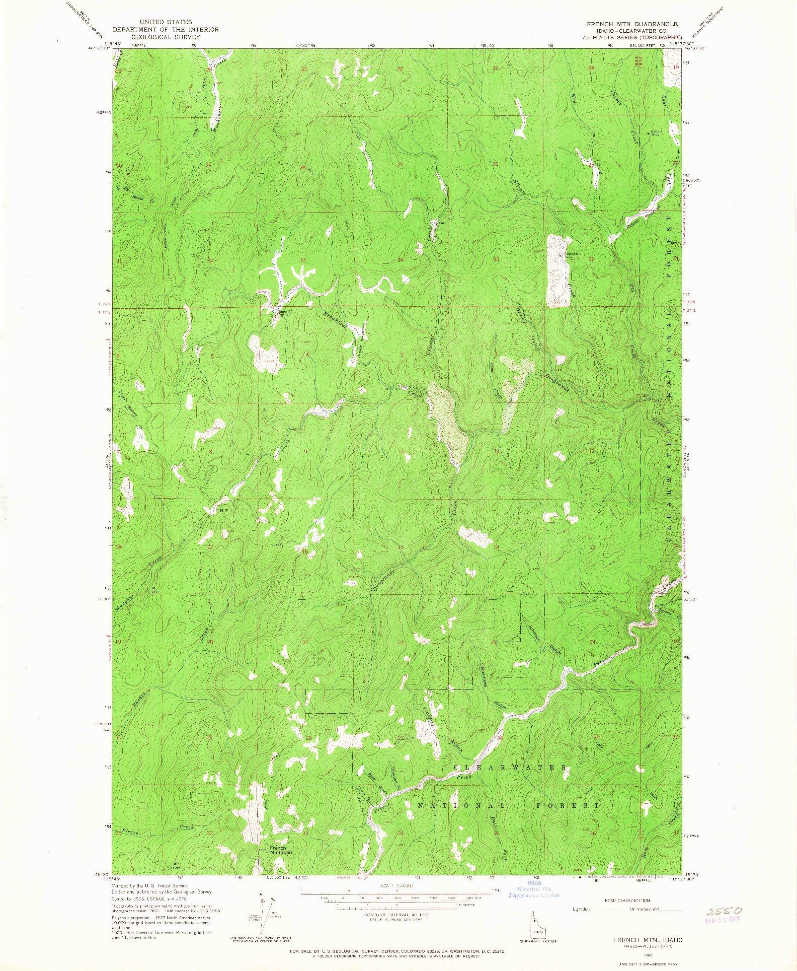 USGS 1:24000-SCALE QUADRANGLE FOR FRENCH MOUNTAIN, ID 1965