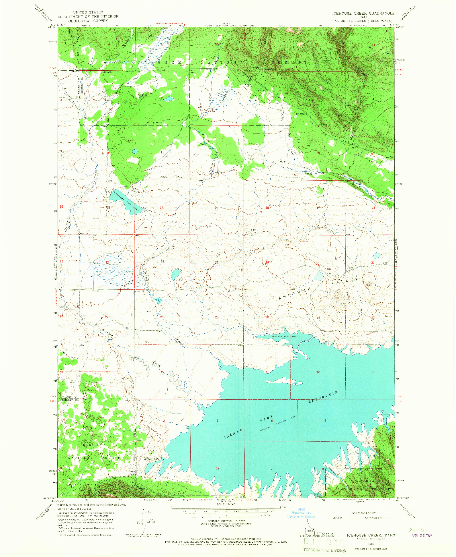 USGS 1:24000-SCALE QUADRANGLE FOR ICEHOUSE CREEK, ID 1965