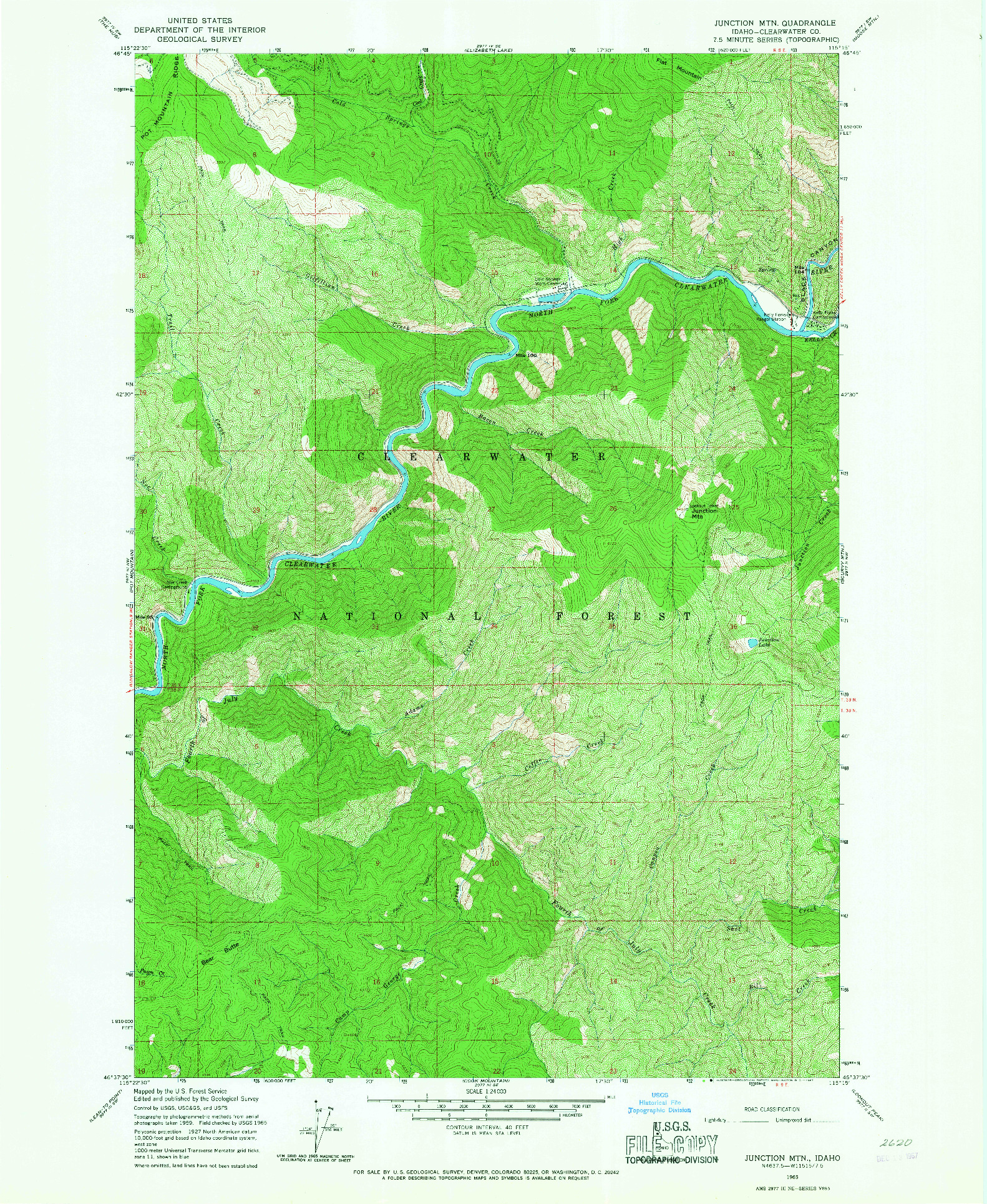 USGS 1:24000-SCALE QUADRANGLE FOR JUNCTION MTN, ID 1965