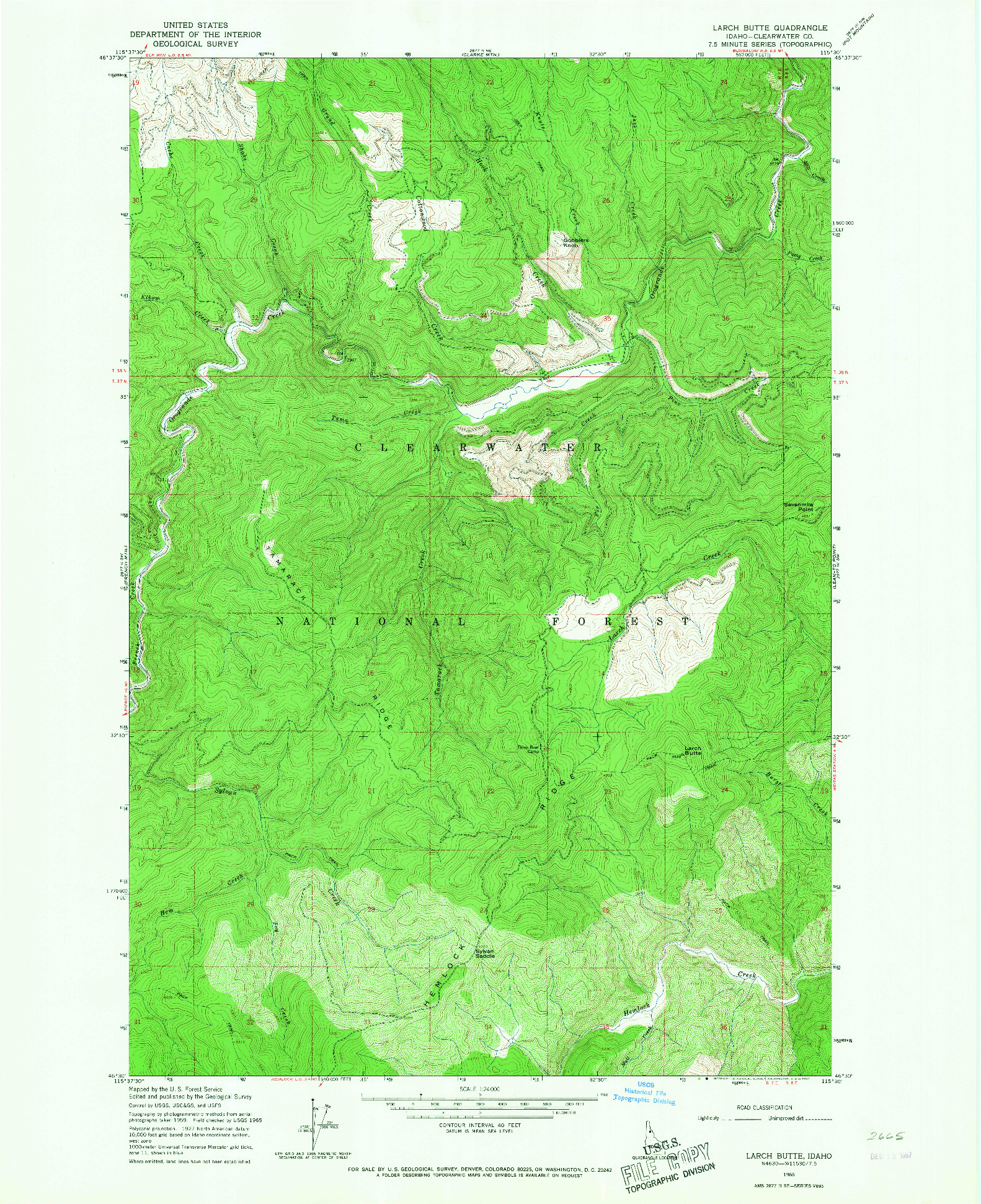 USGS 1:24000-SCALE QUADRANGLE FOR LARCH BUTTE, ID 1965