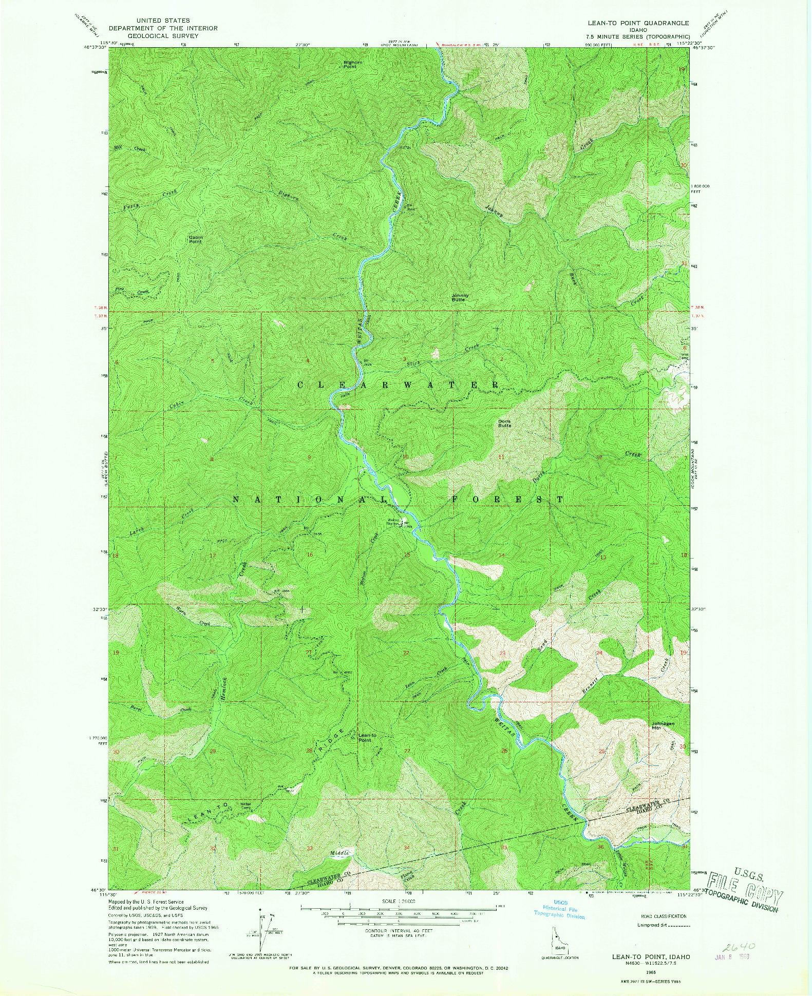 USGS 1:24000-SCALE QUADRANGLE FOR LEAN-TO POINT, ID 1965