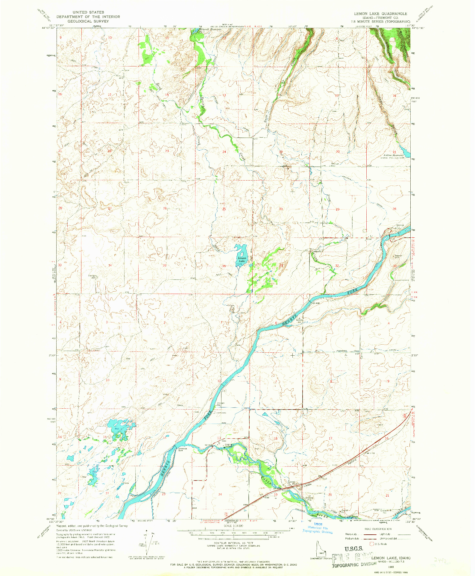 USGS 1:24000-SCALE QUADRANGLE FOR LEMON LAKE, ID 1965