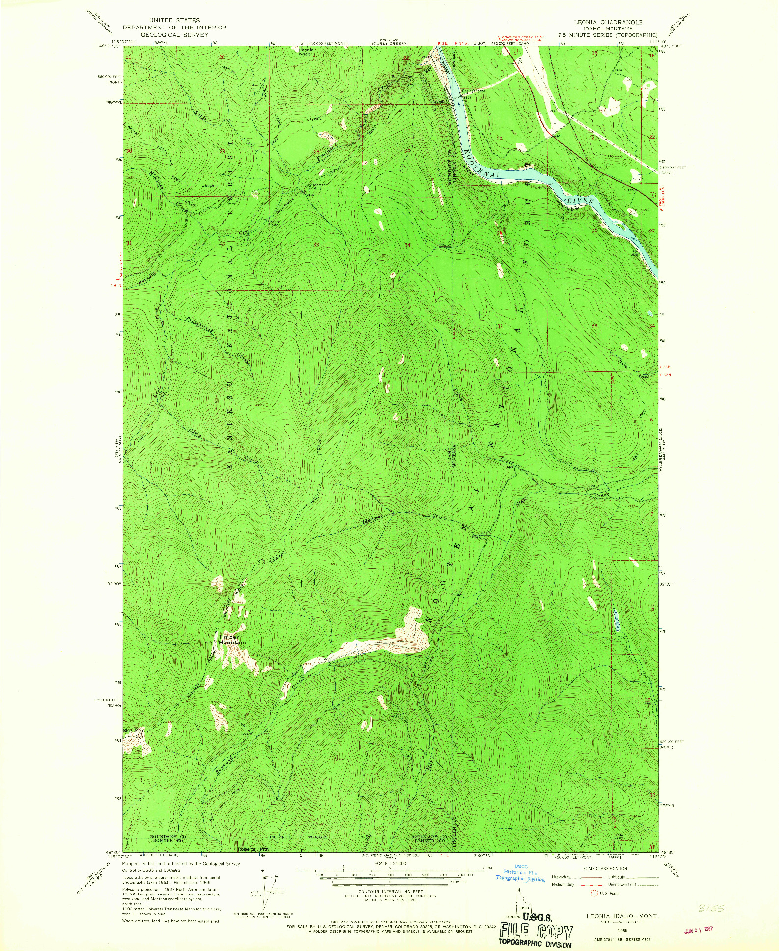 USGS 1:24000-SCALE QUADRANGLE FOR LEONIA, ID 1965
