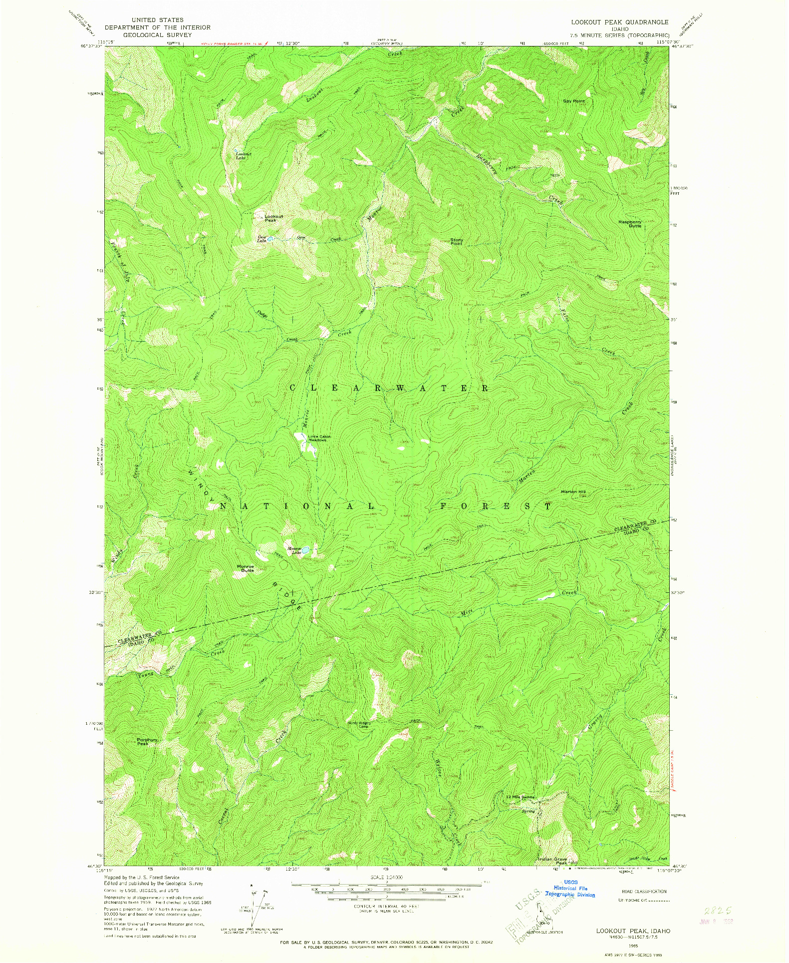 USGS 1:24000-SCALE QUADRANGLE FOR LOOKOUT PEAK, ID 1965