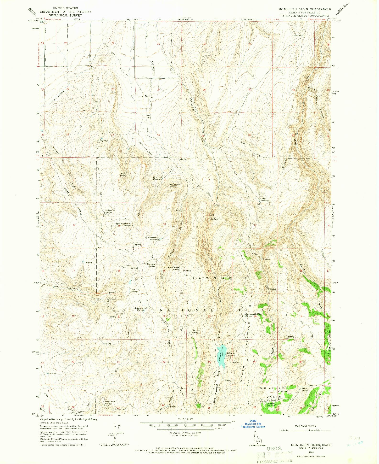 USGS 1:24000-SCALE QUADRANGLE FOR MC MULLEN BASIN, ID 1965