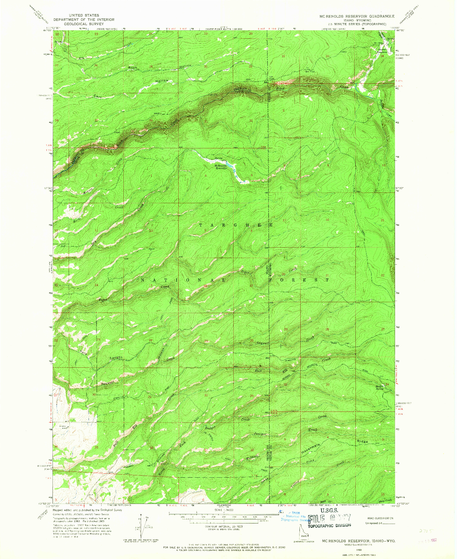 USGS 1:24000-SCALE QUADRANGLE FOR MC RENOLDS RESERVOIR, ID 1965