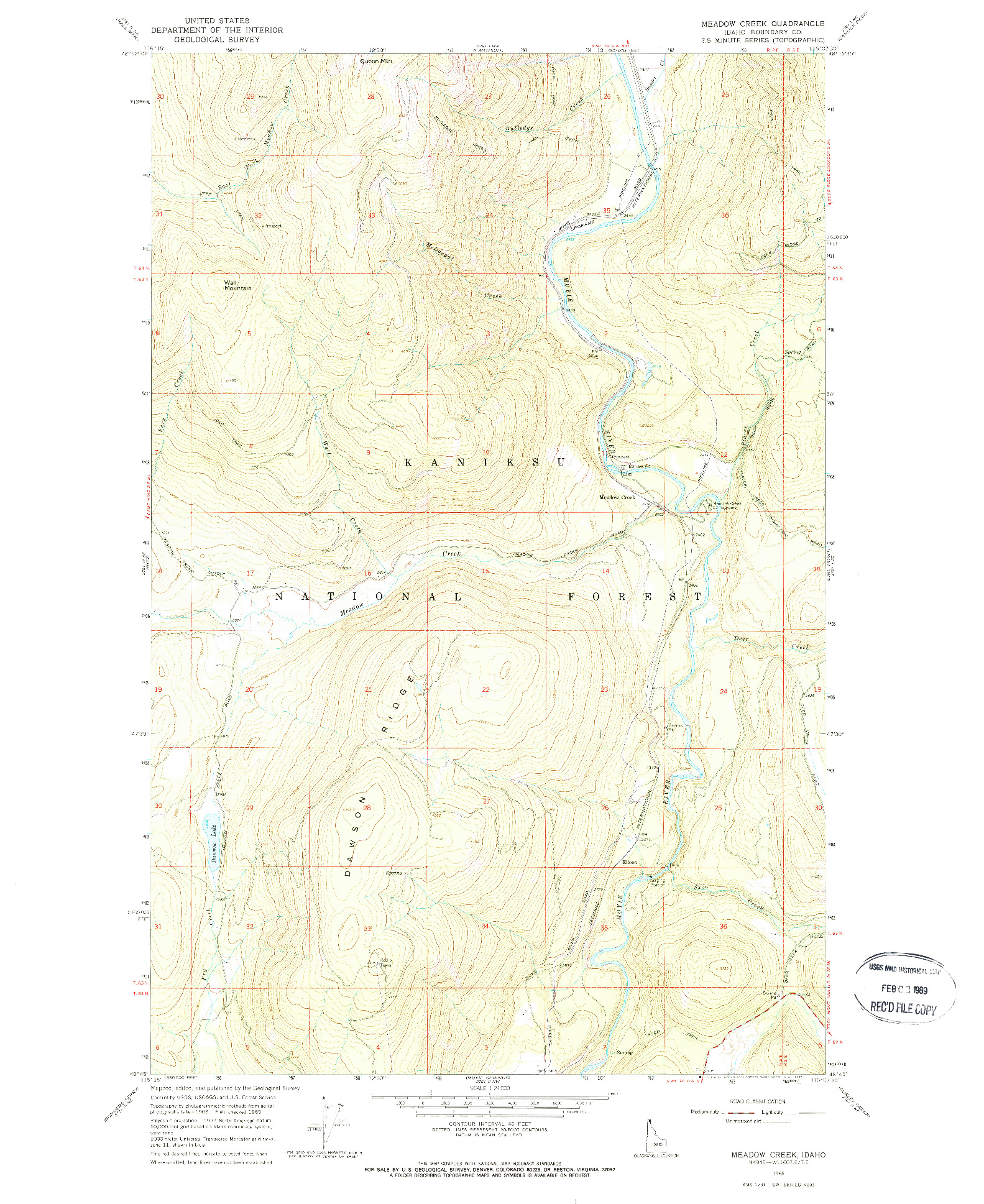 USGS 1:24000-SCALE QUADRANGLE FOR MEADOW CREEK, ID 1965