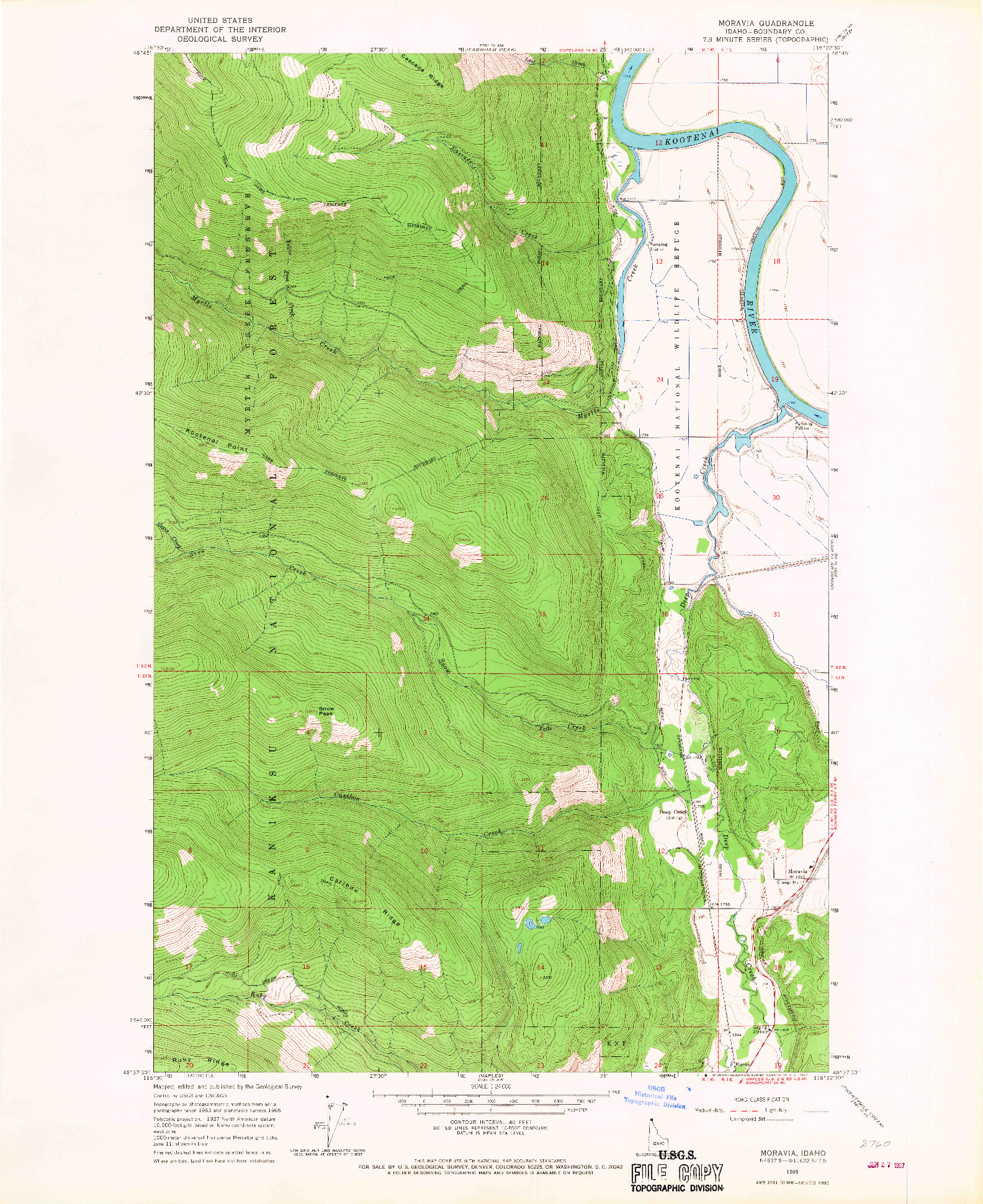 USGS 1:24000-SCALE QUADRANGLE FOR MORAVIA, ID 1965