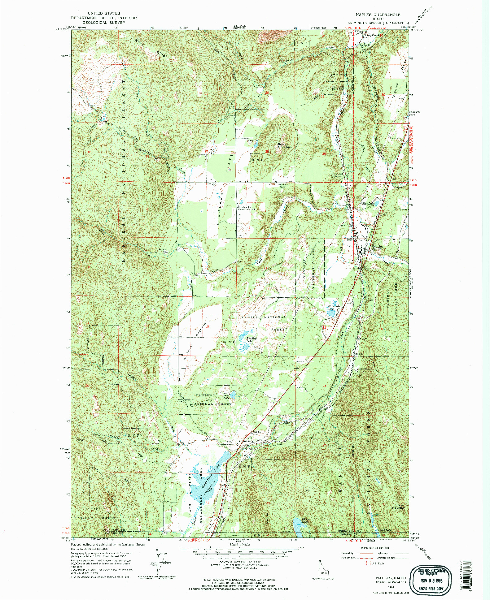 USGS 1:24000-SCALE QUADRANGLE FOR NAPLES, ID 1965