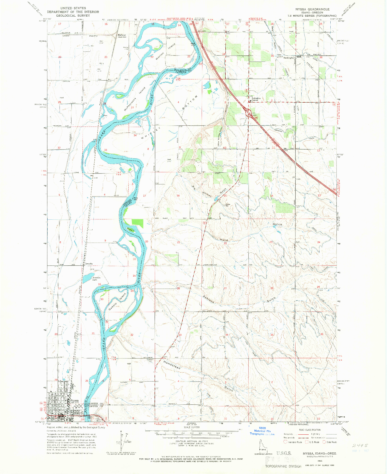 USGS 1:24000-SCALE QUADRANGLE FOR NYSSA, ID 1965