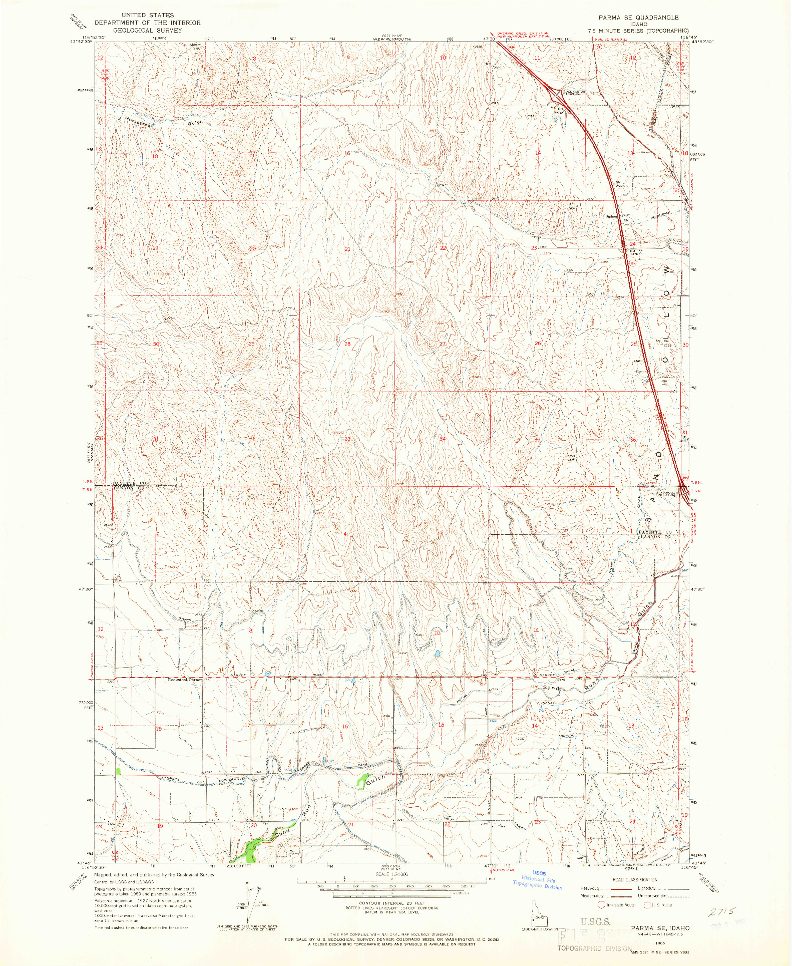 USGS 1:24000-SCALE QUADRANGLE FOR PARMA SE, ID 1965
