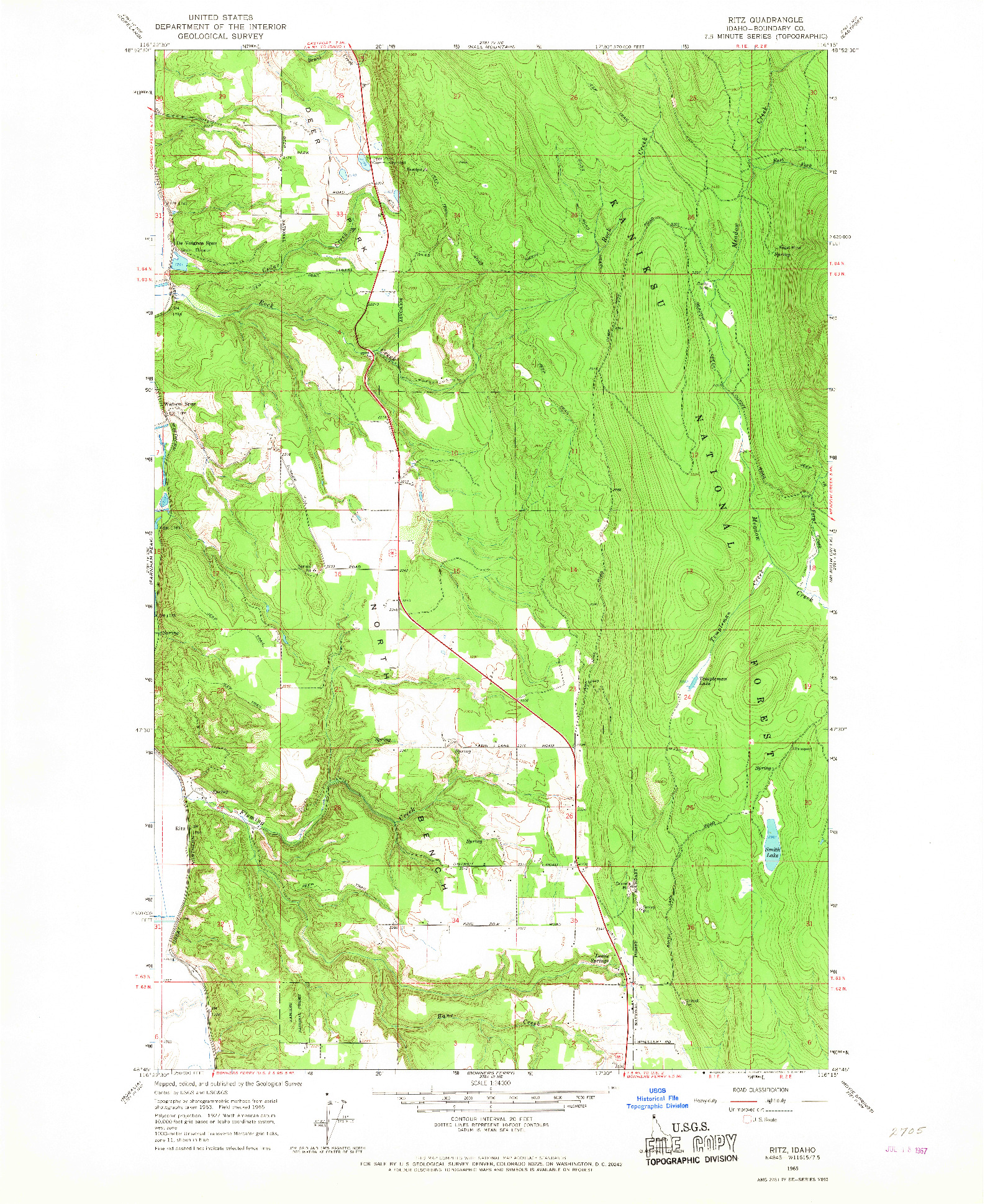 USGS 1:24000-SCALE QUADRANGLE FOR RITZ, ID 1965