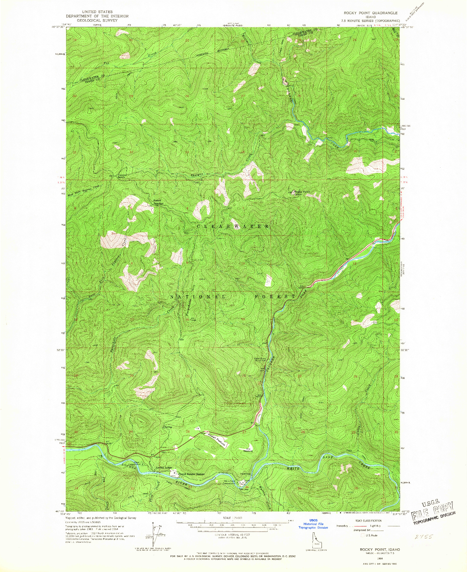 USGS 1:24000-SCALE QUADRANGLE FOR ROCKY POINT, ID 1964
